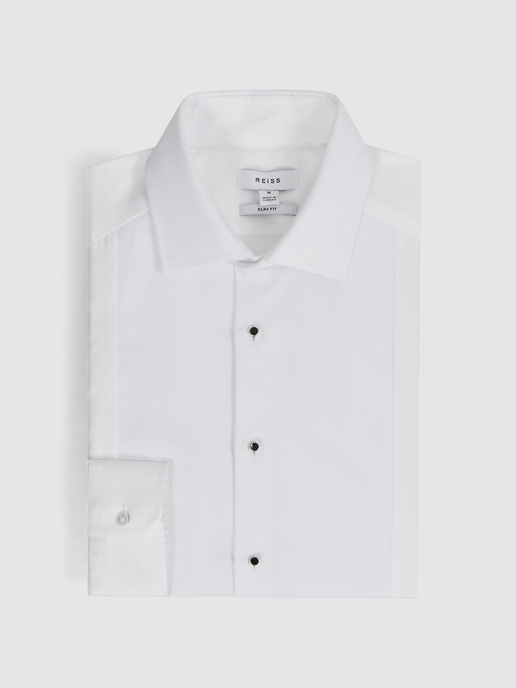 Slim Fit Double Cuff Tuxedo Shirt in White - Image 2 of 7