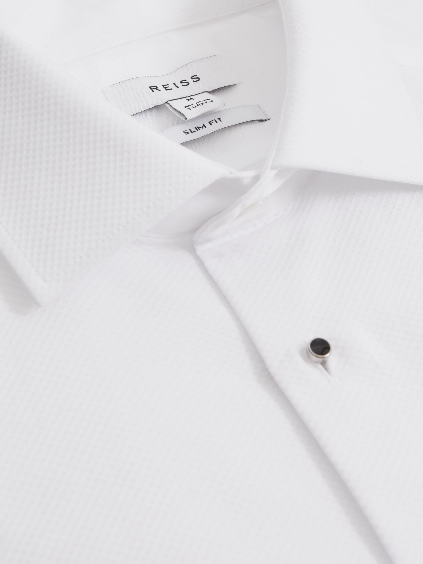 Slim Fit Double Cuff Tuxedo Shirt in White - Image 6 of 7