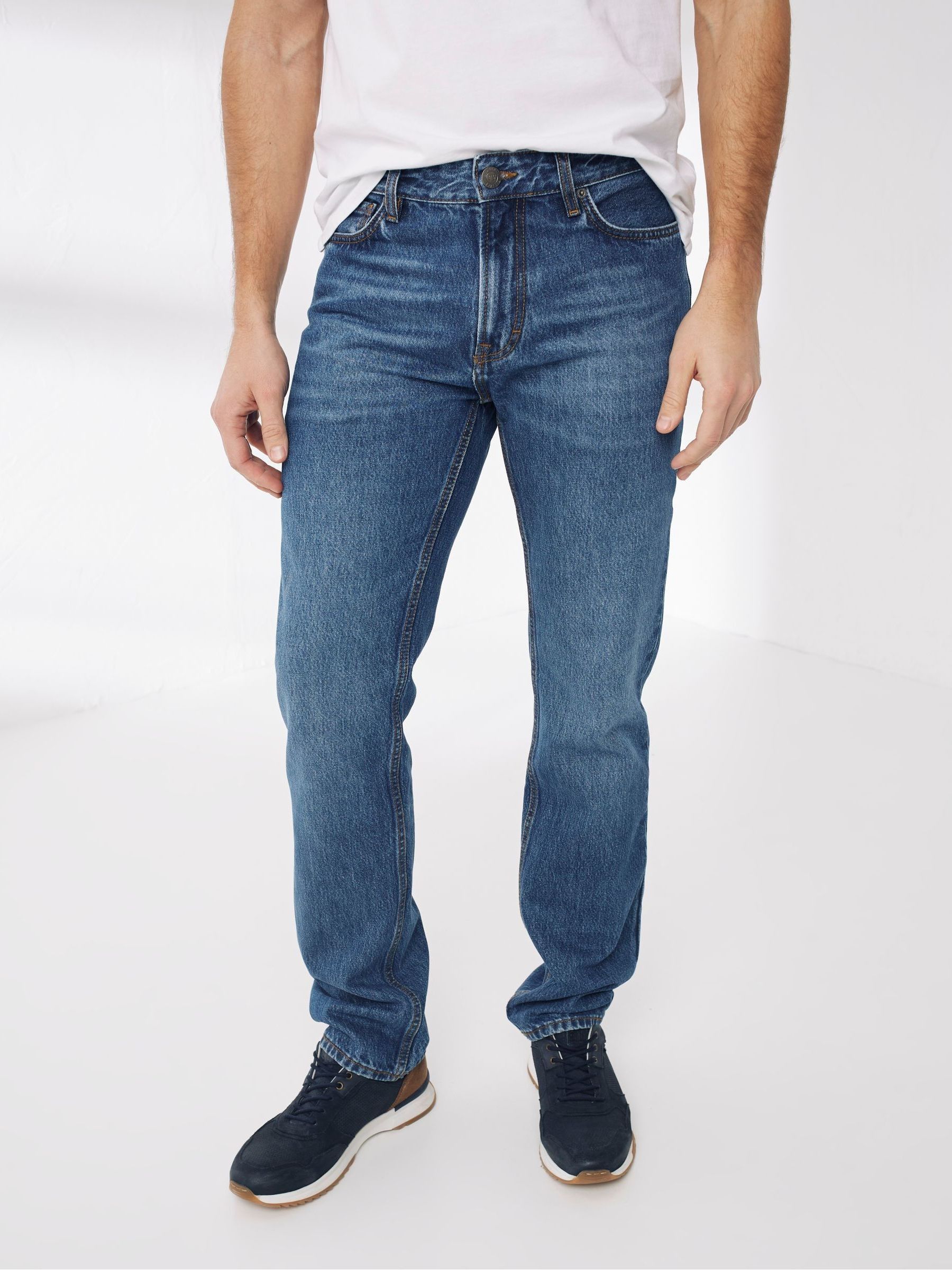 Blue Straight Stone Wash Jeans FatFace