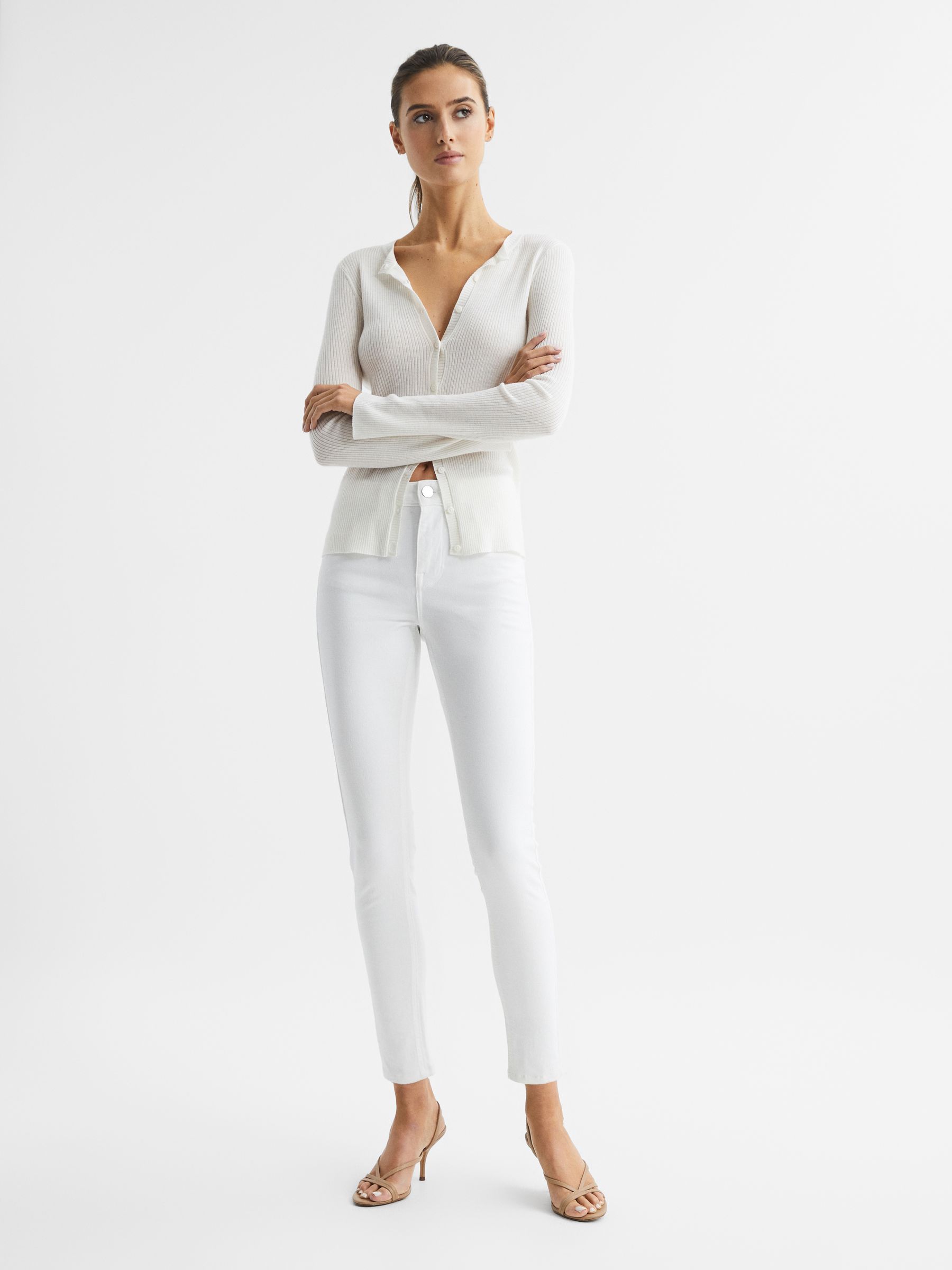 Mid Rise Skinny Jeans in White - Image 10 of 16