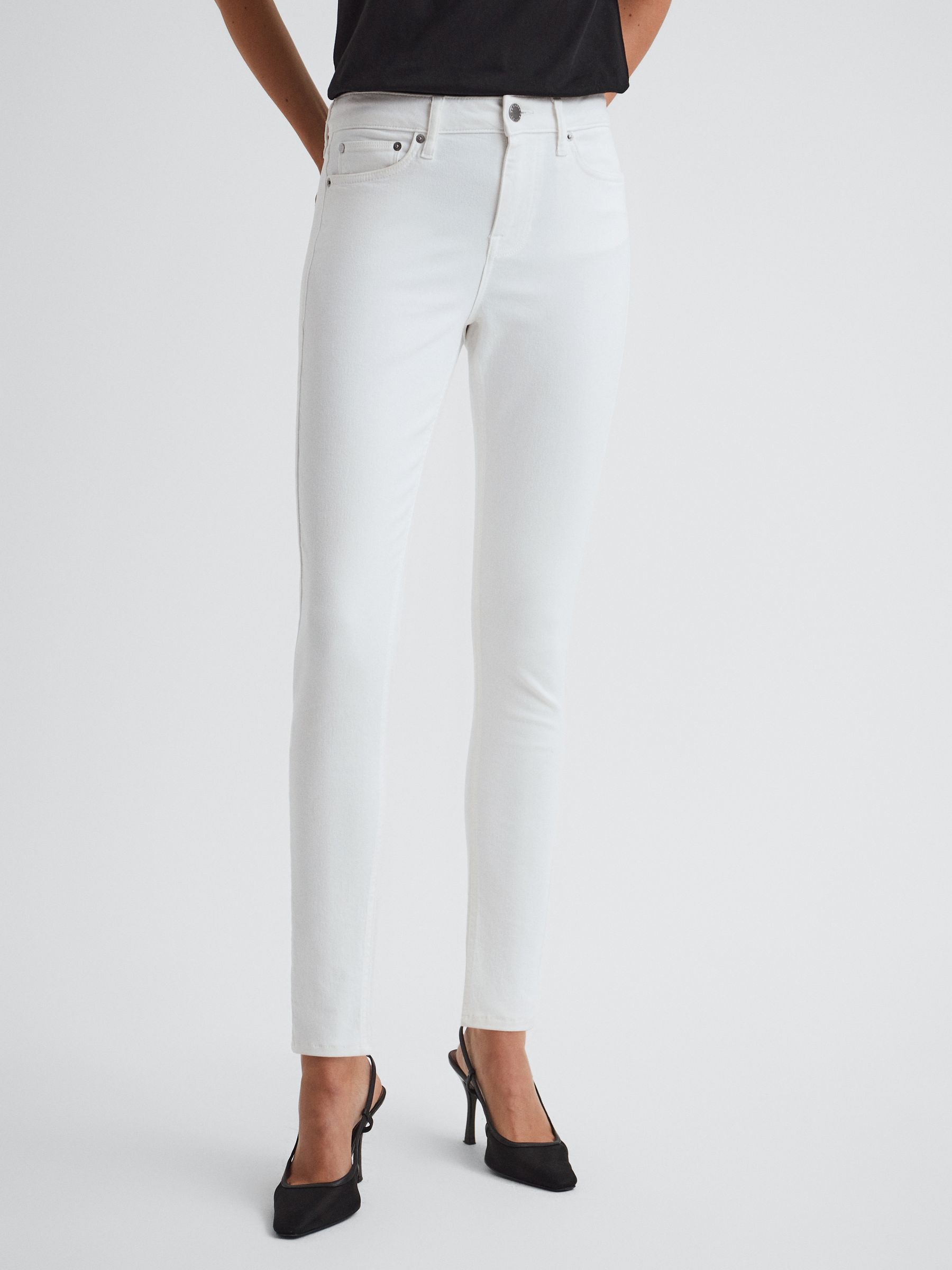 Mid Rise Skinny Jeans in White - Image 3 of 5