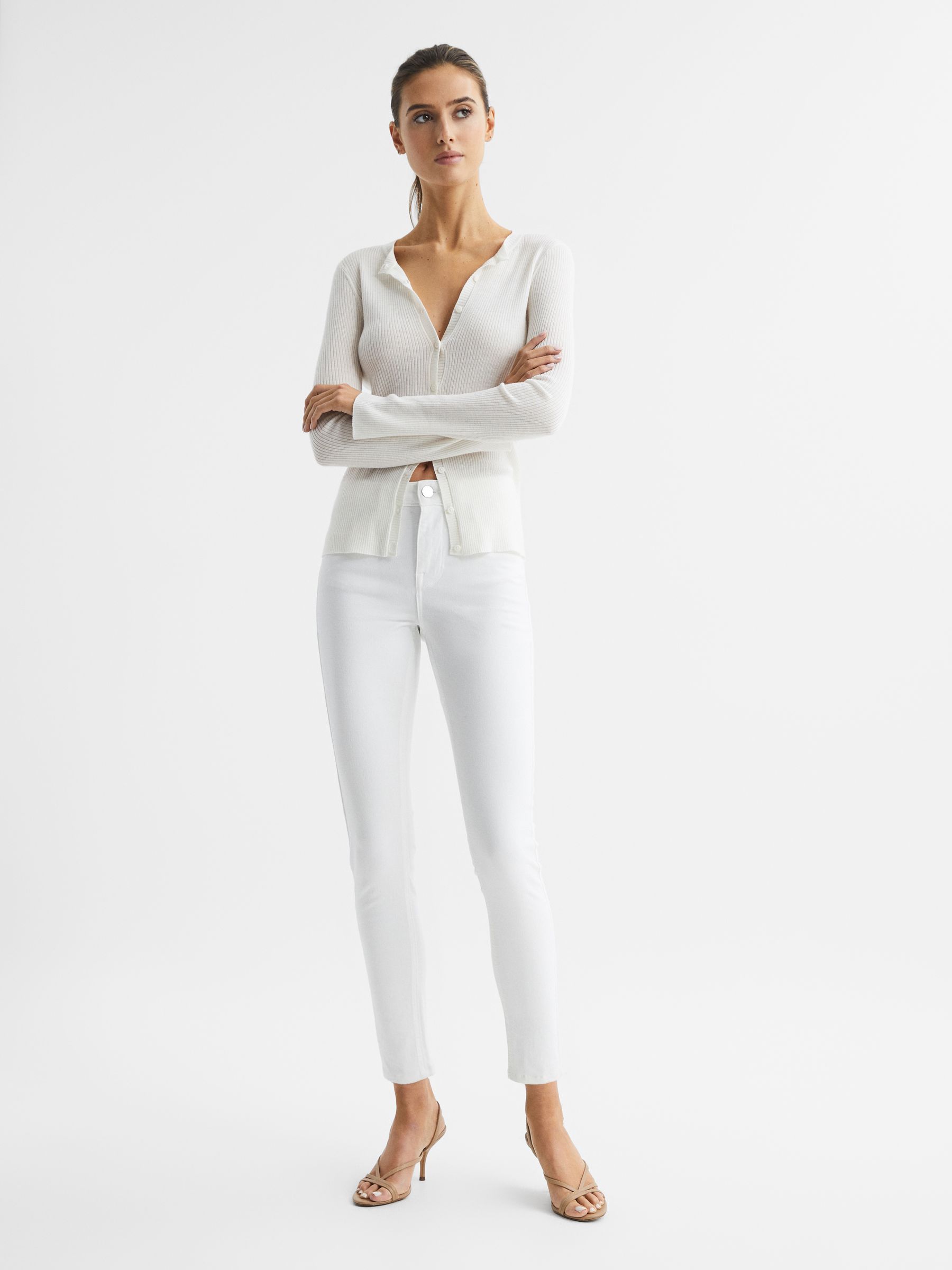 Mid Rise Skinny Jeans in White - Image 8 of 16