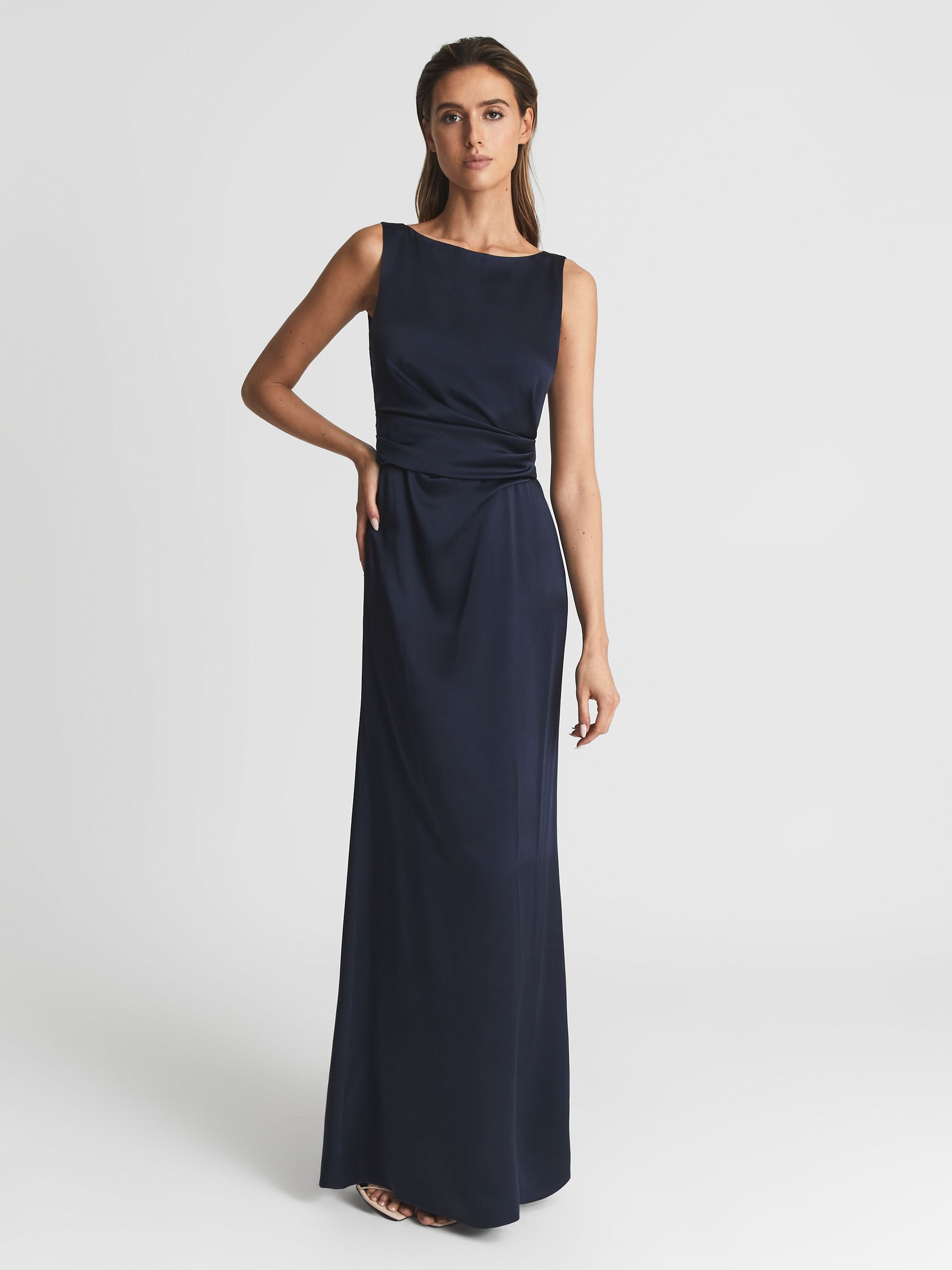 Drape Front Maxi Dress in Navy - Image 1 of 6