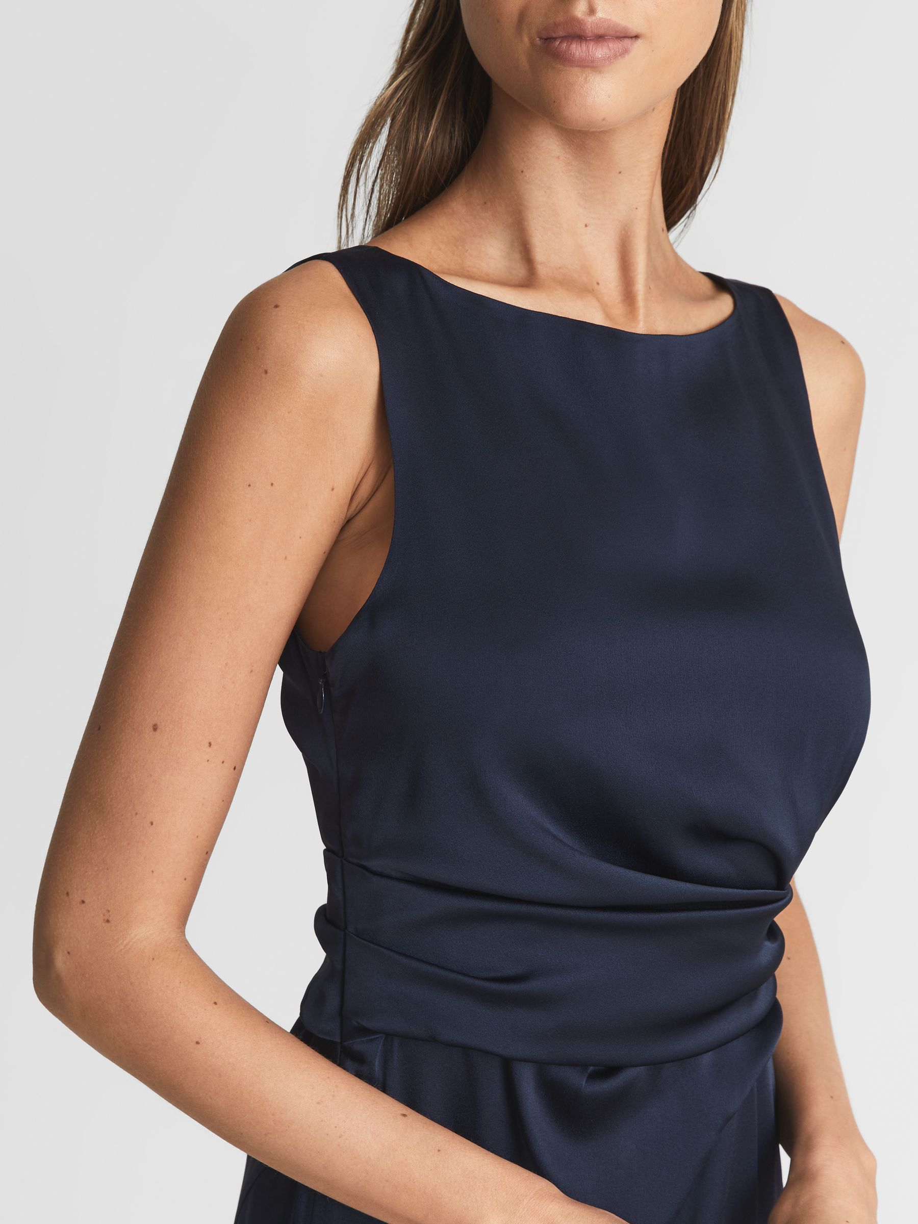 Drape Front Maxi Dress in Navy - Image 6 of 6