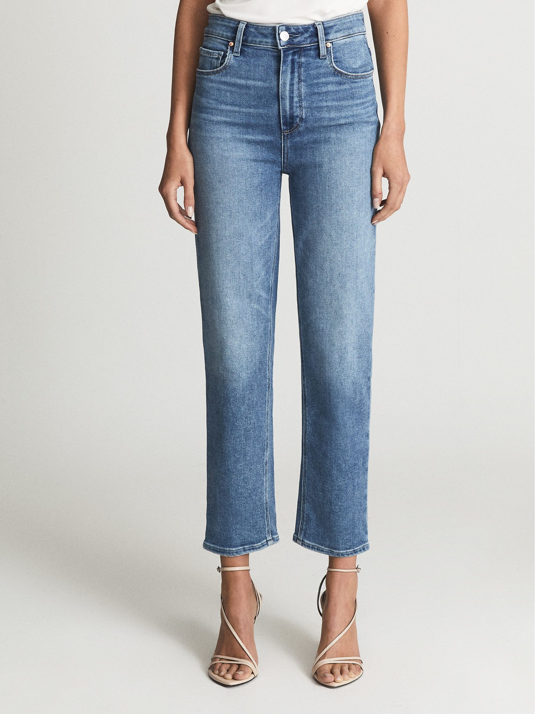 PAIGE Skinny Crop Jeans in Mid Blue - Image 3 of 7