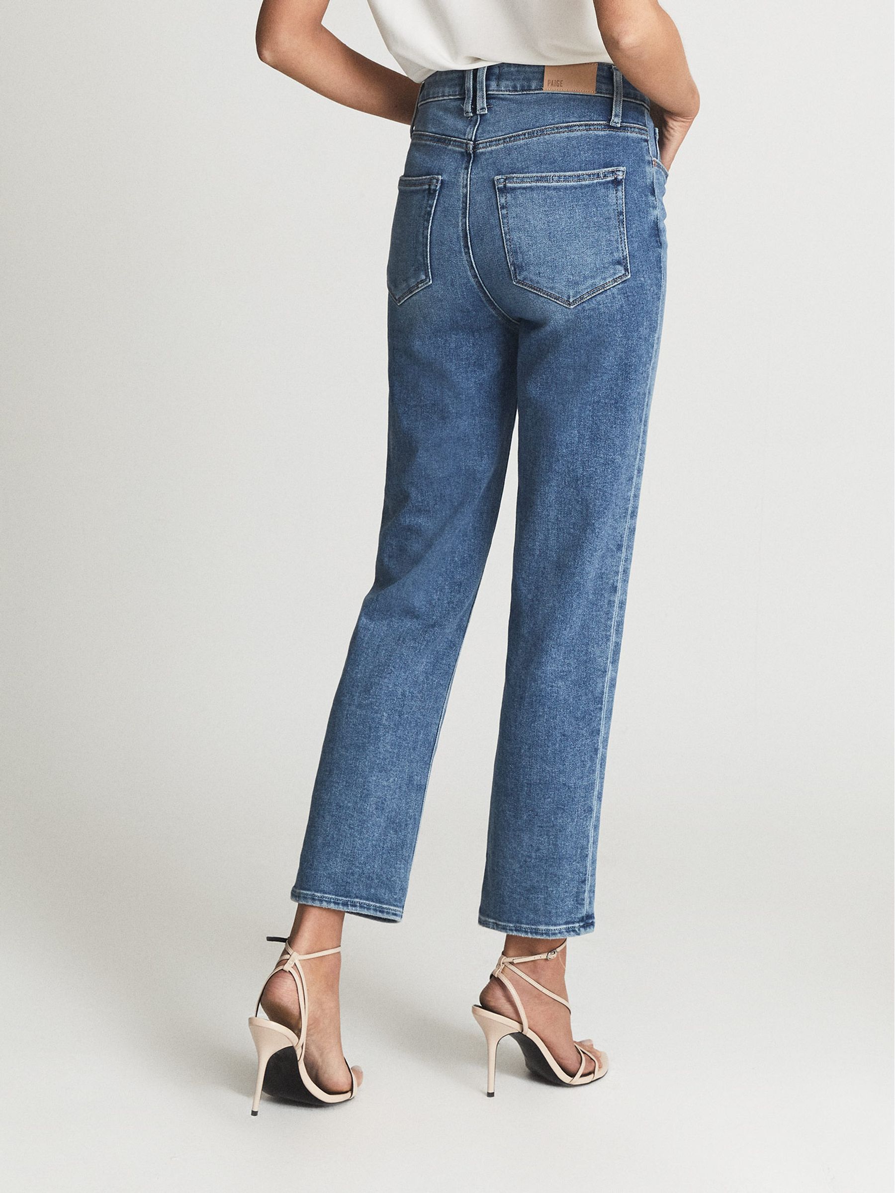 PAIGE Skinny Crop Jeans in Mid Blue - Image 4 of 7