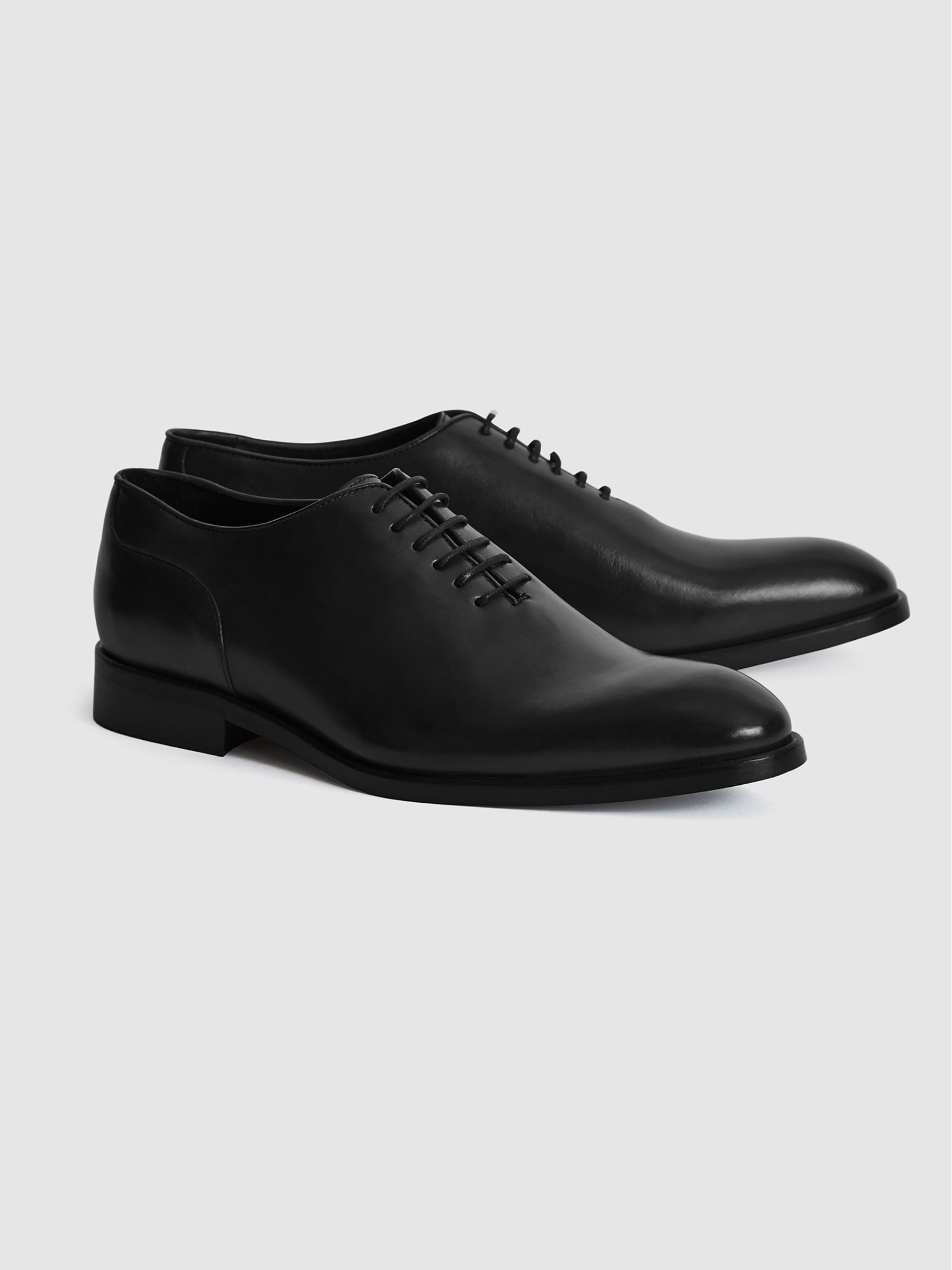 Leather Whole Cut Shoes in Black - Image 3 of 6