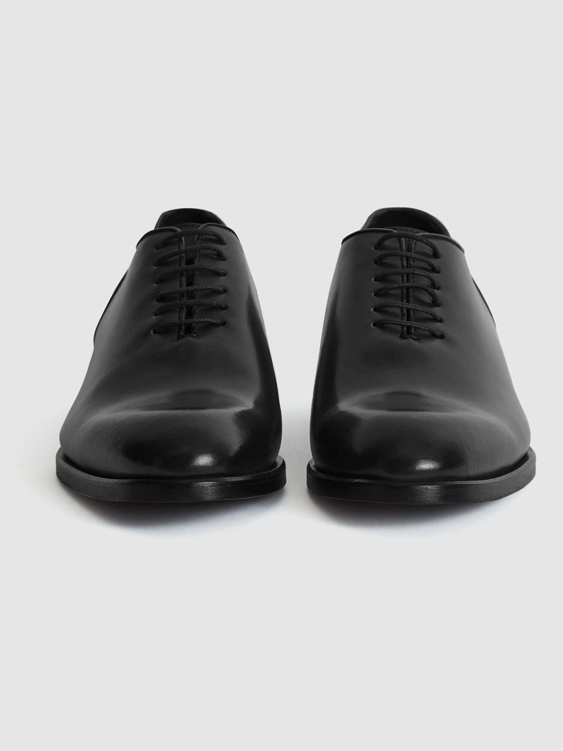 Leather Whole Cut Shoes in Black - Image 4 of 6