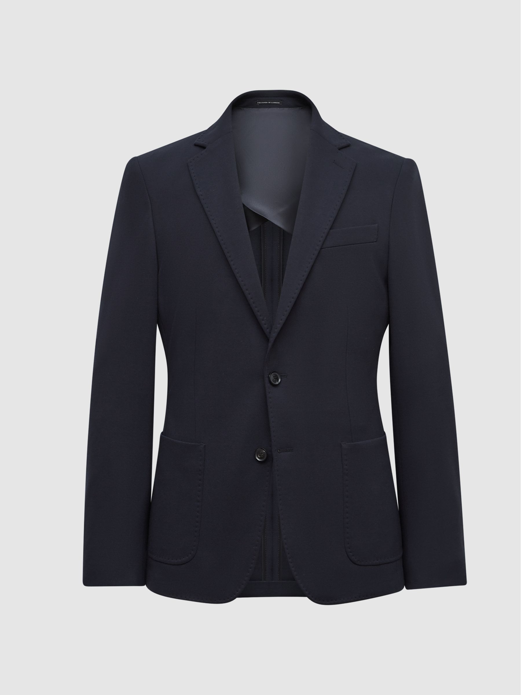 Slim Fit Jersey-Stretch Blazer in Navy - Image 2 of 6