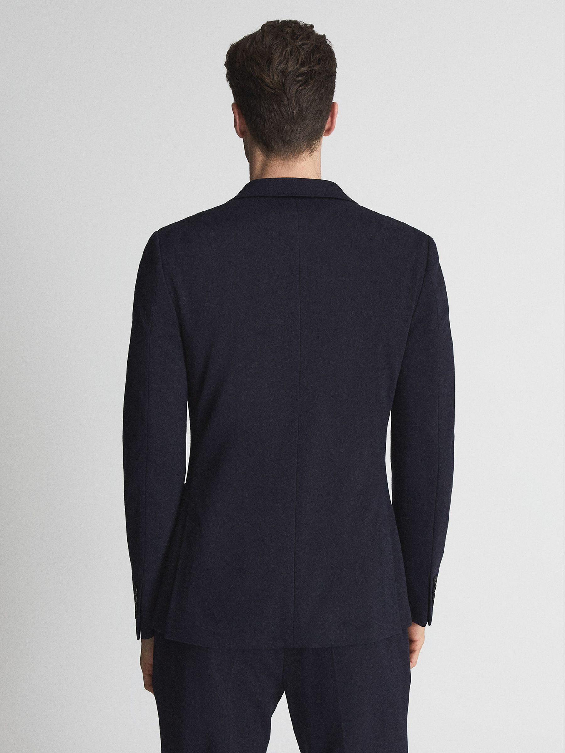 Slim Fit Jersey-Stretch Blazer in Navy - Image 5 of 6