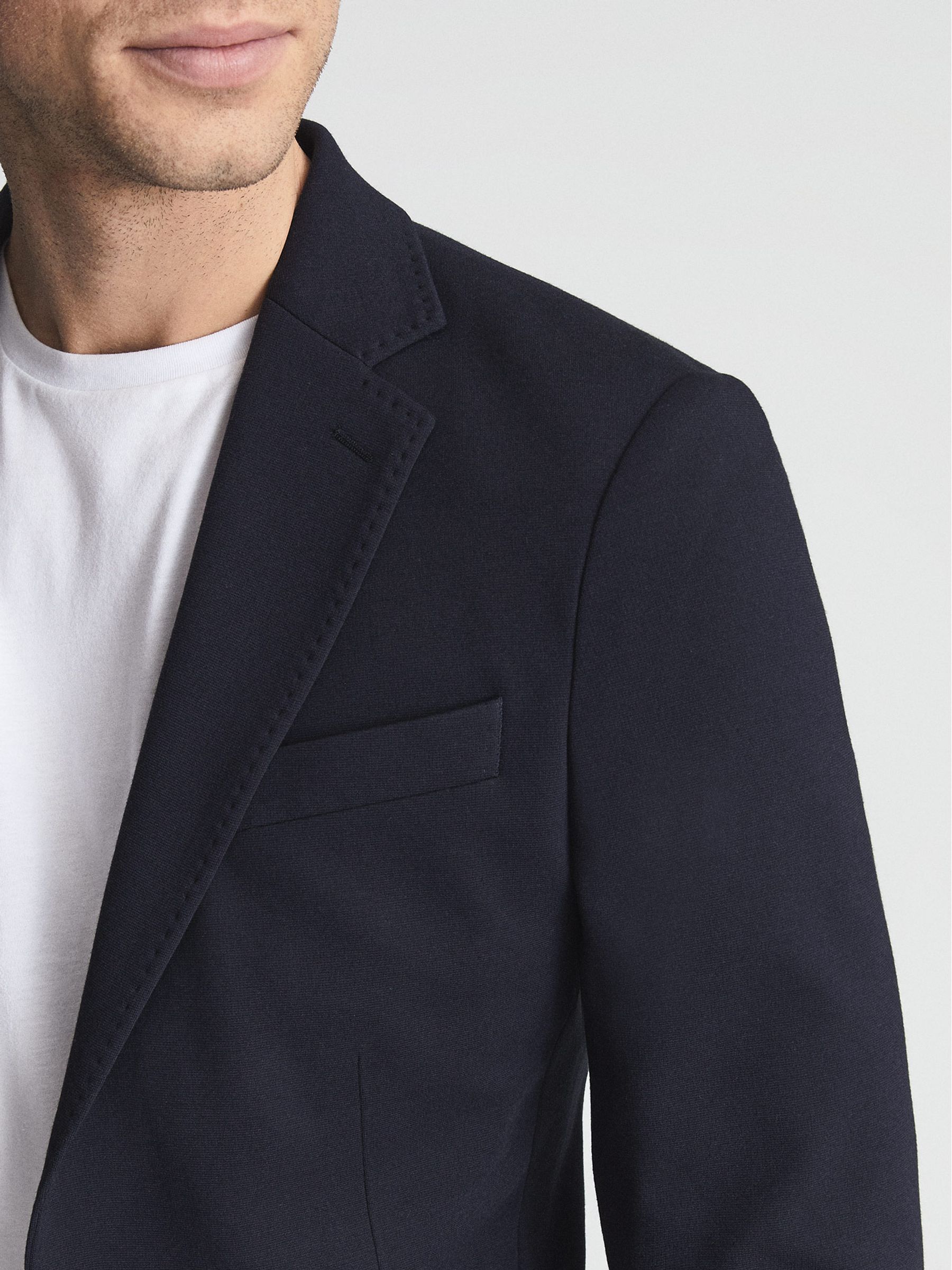 Slim Fit Jersey-Stretch Blazer in Navy - Image 6 of 6
