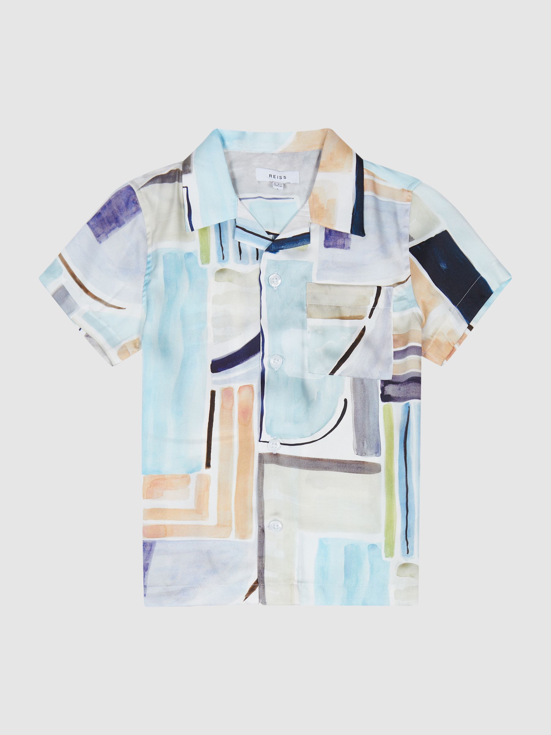 Cuban Collar Painted Print Shirt in Multi - Image 2 of 8