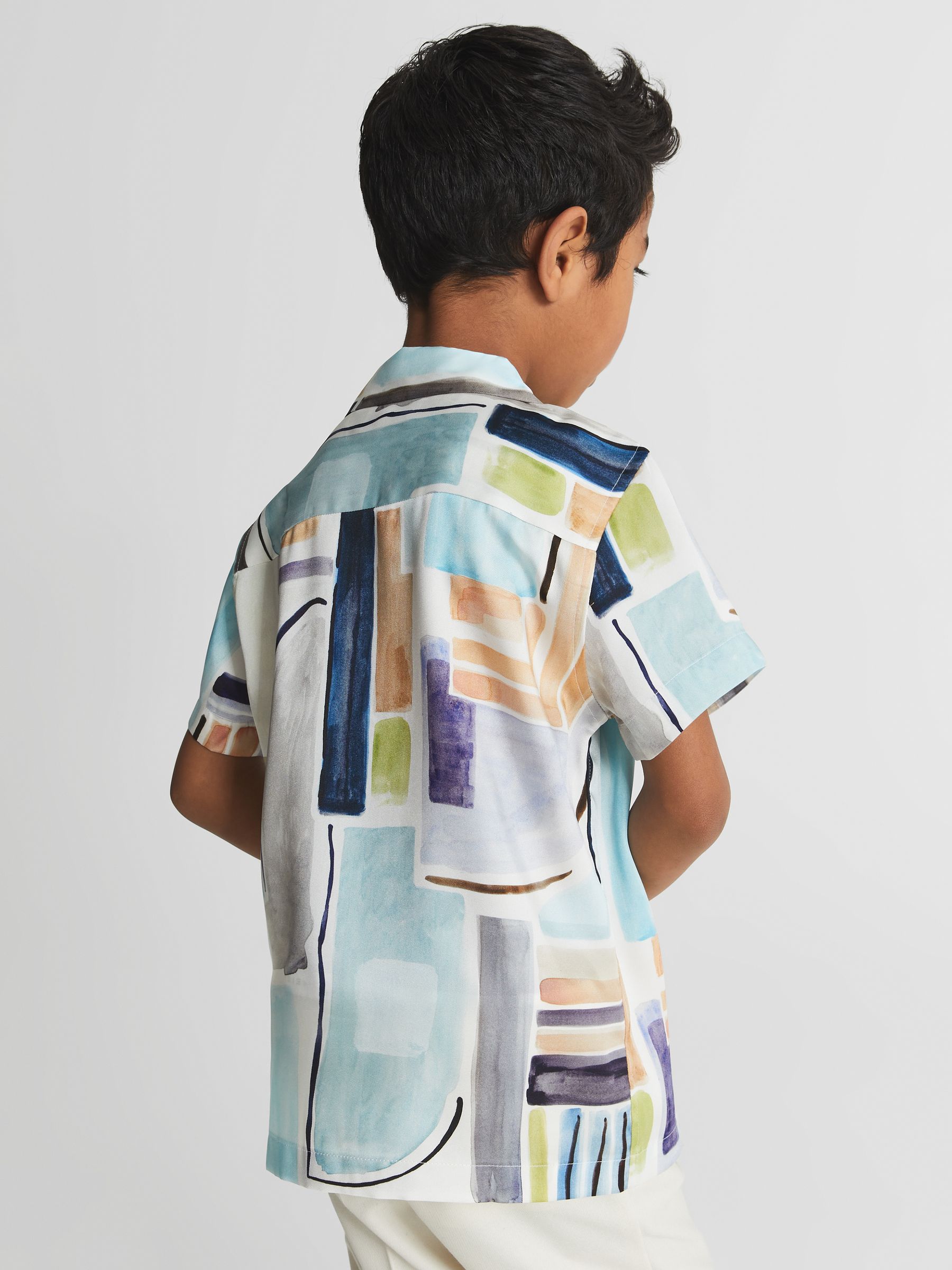 Cuban Collar Painted Print Shirt in Multi - Image 5 of 8