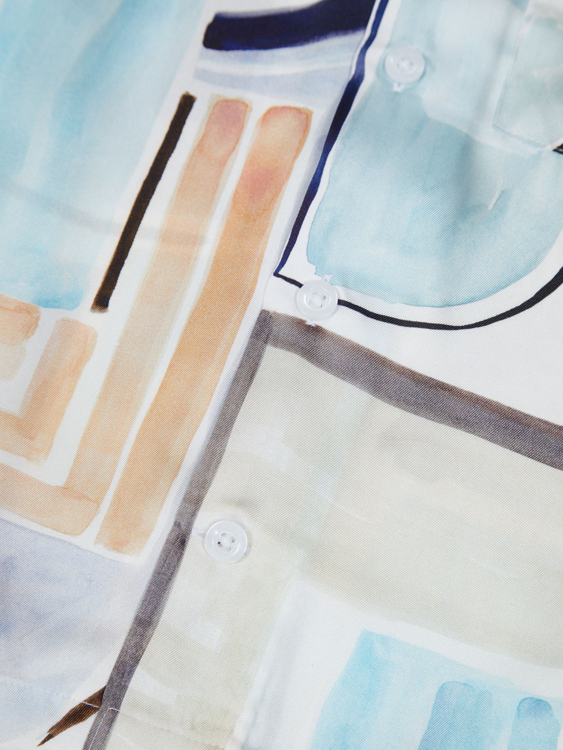 Cuban Collar Painted Print Shirt in Multi - Image 8 of 8