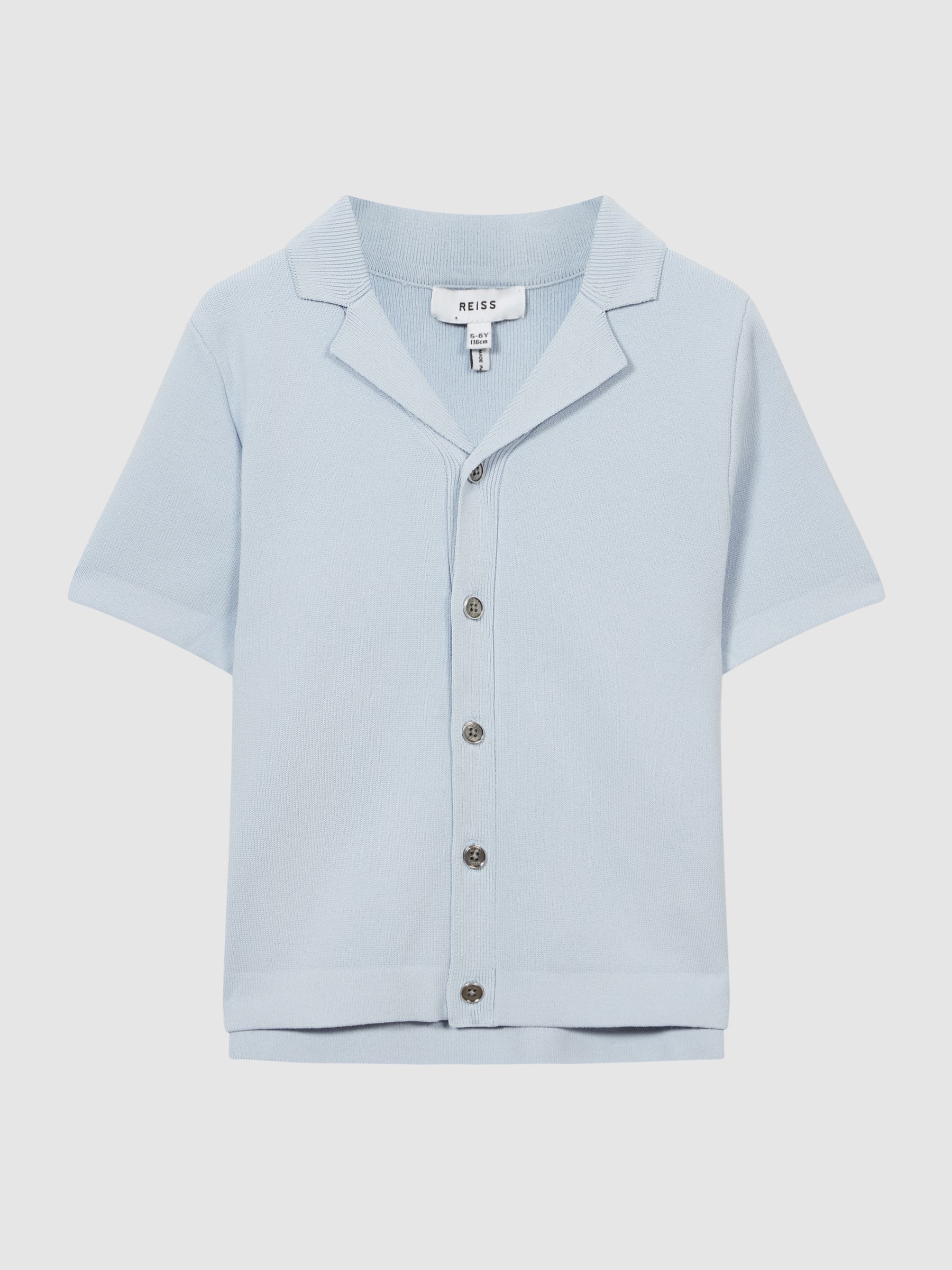 Cuban Collar Stretch Shirt in Soft Blue - Image 2 of 6 Cuban Collar Stretch Shirt in Soft Blue - Image 2 of 6