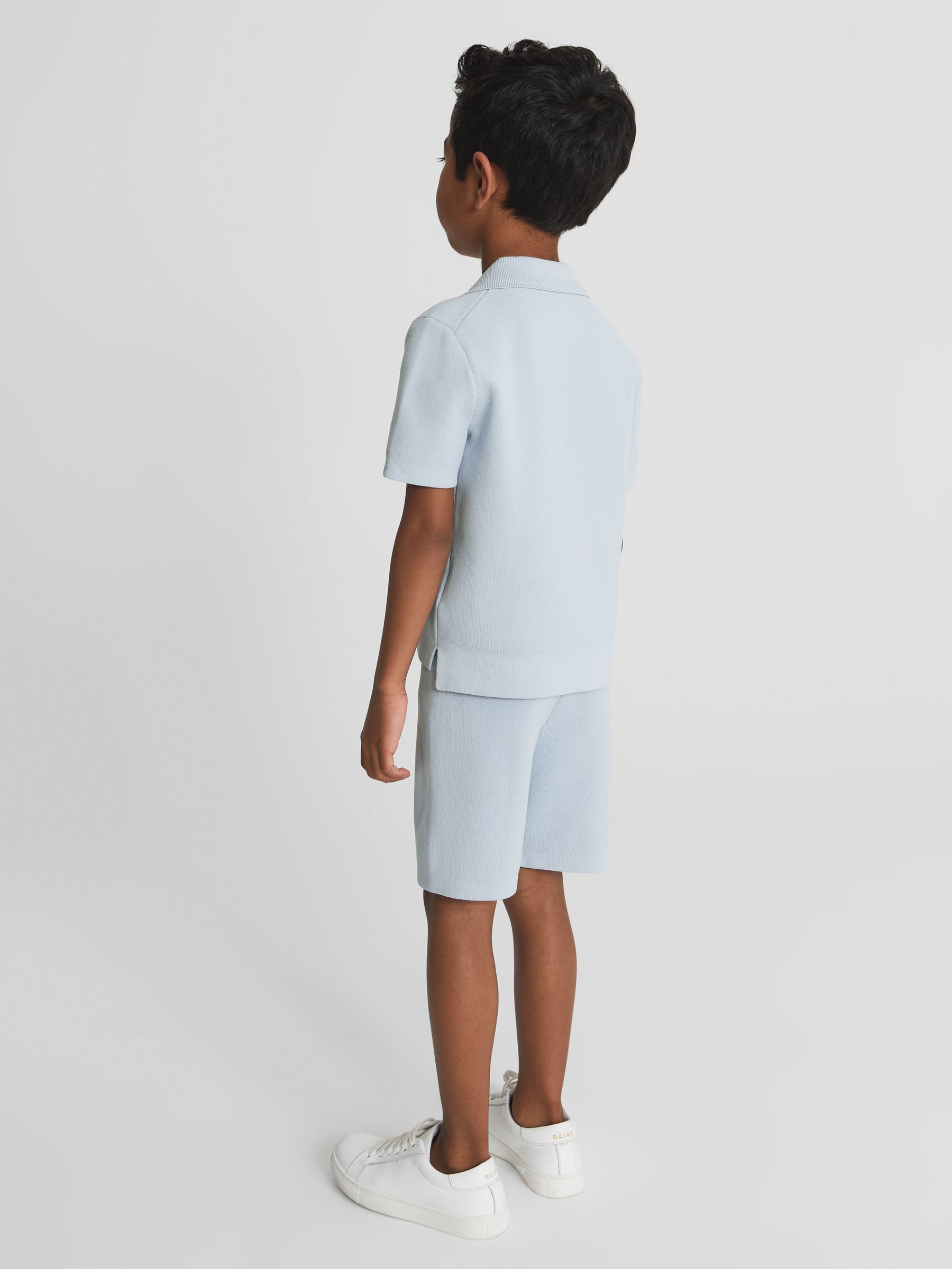 Cuban Collar Stretch Shirt in Soft Blue - Image 5 of 6