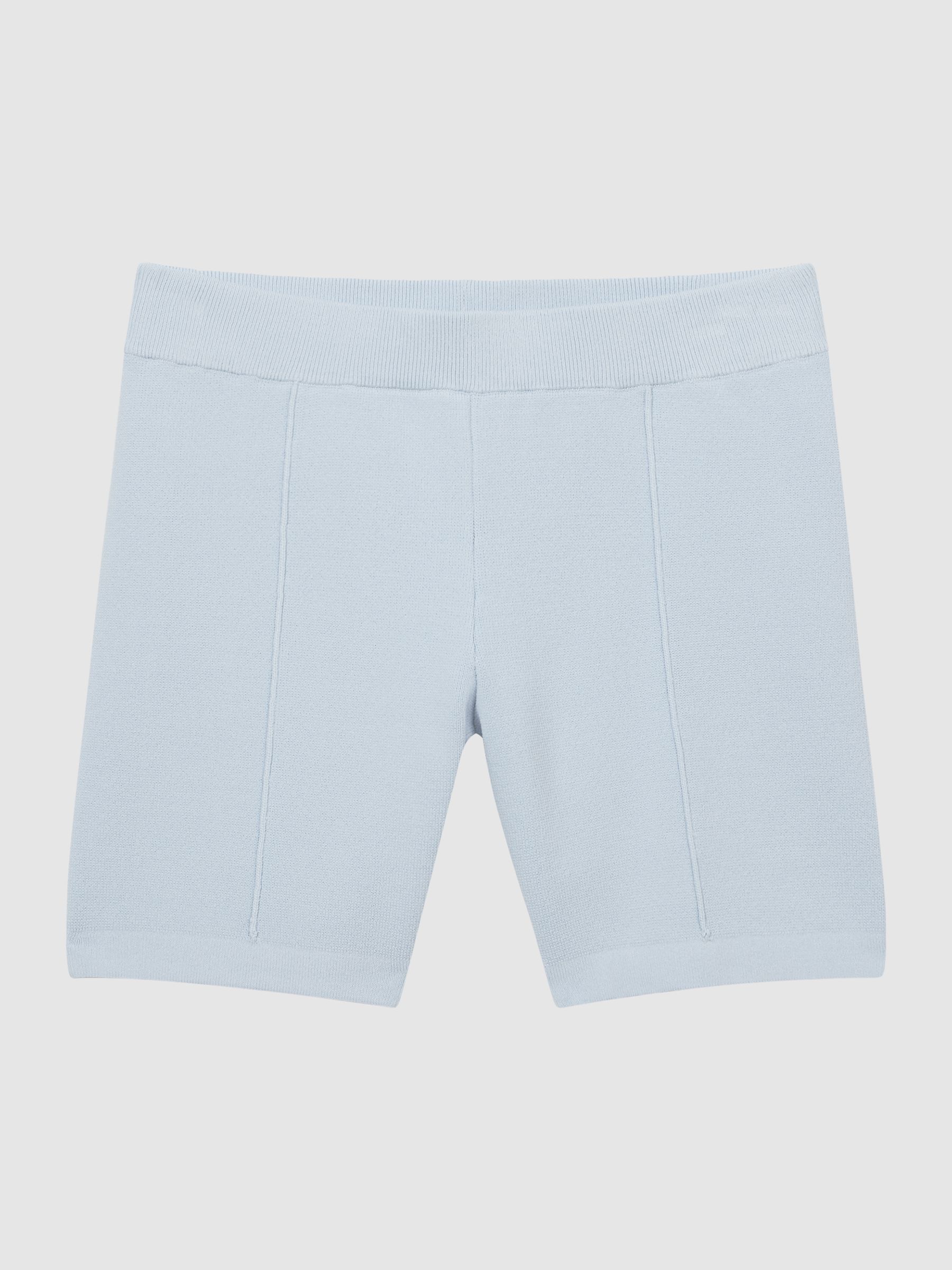 Jogger Style Stretch Shorts in Soft Blue - Image 2 of 5 Jogger Style Stretch Shorts in Soft Blue - Image 2 of 5