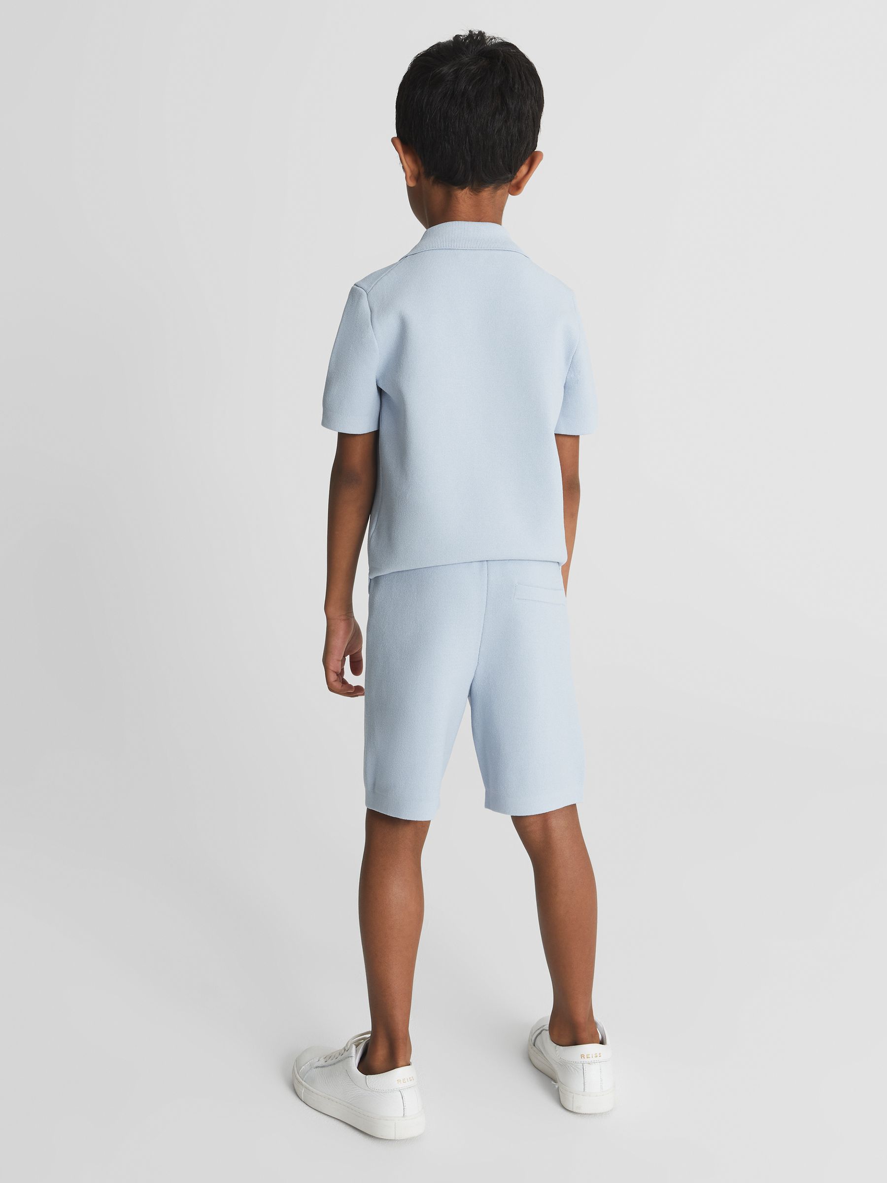 Jogger Style Stretch Shorts in Soft Blue - Image 4 of 5