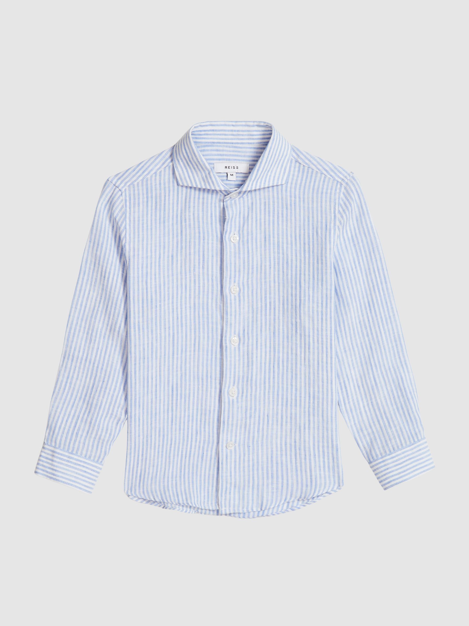 Linen Regular Fit Shirt in White/Blue - Image 2 of 6
