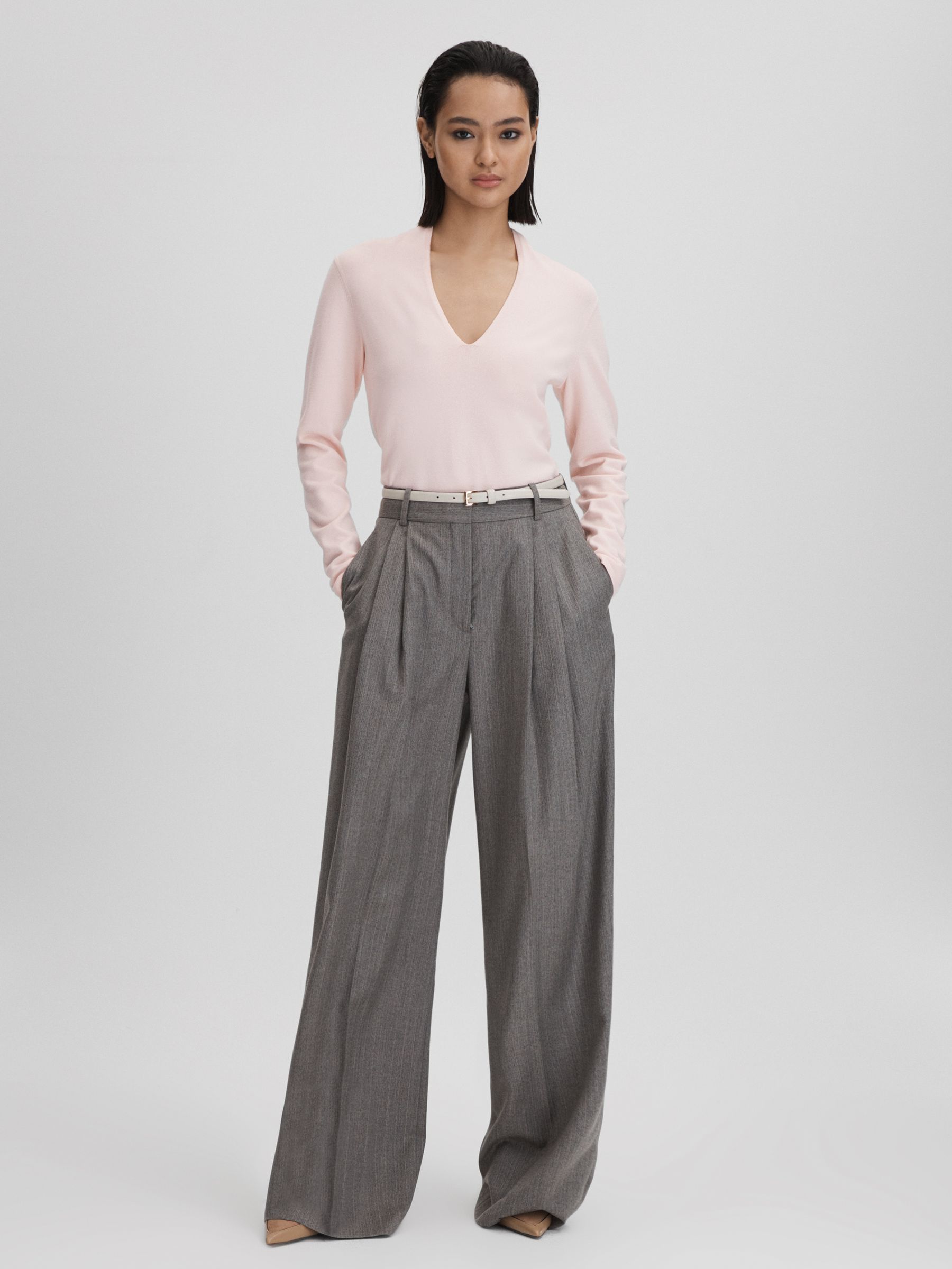 Ruche Half-Funnel Neck Top in Light Pink - Image 3 of 5