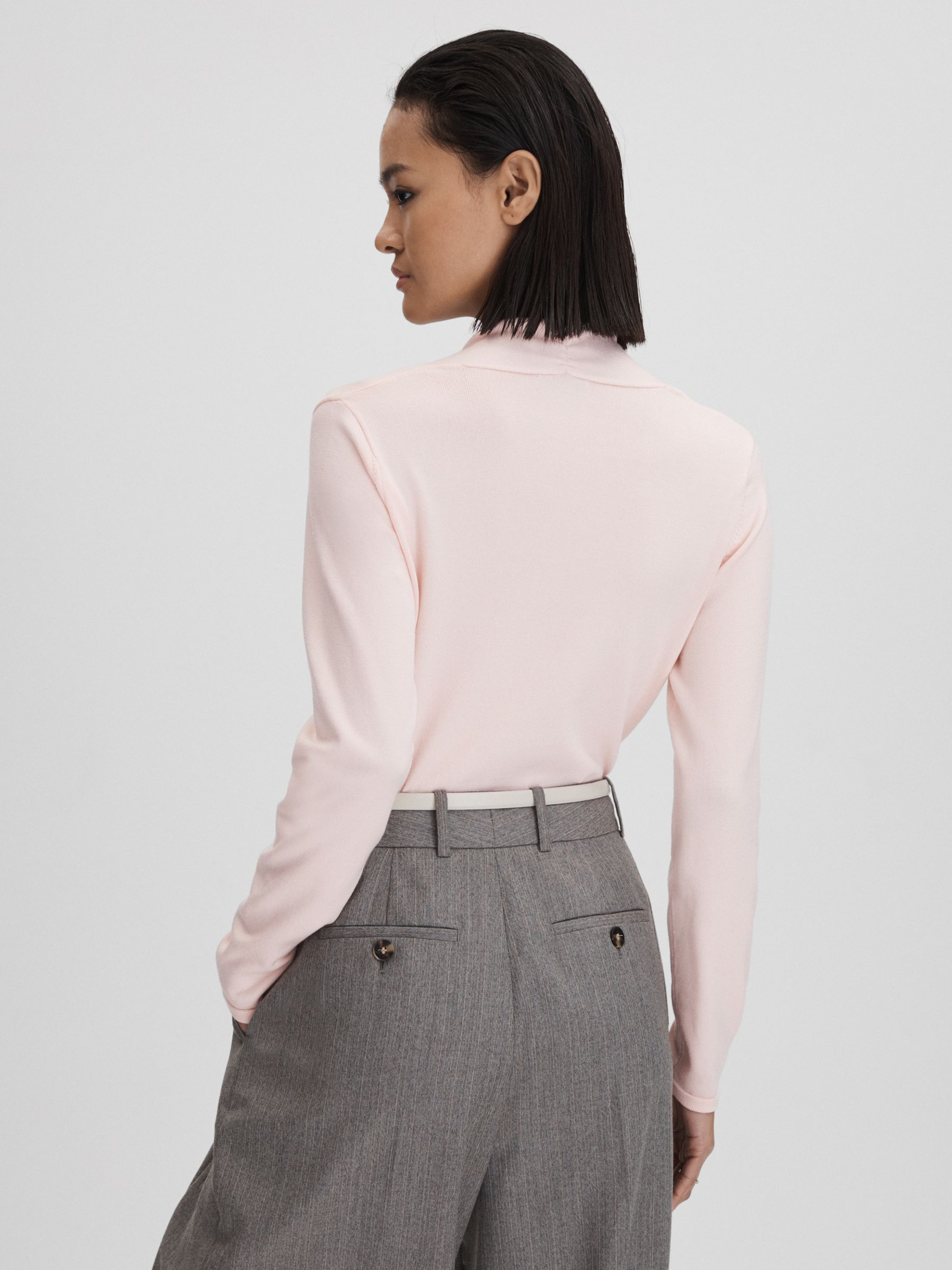 Ruche Half-Funnel Neck Top in Light Pink - Image 5 of 5