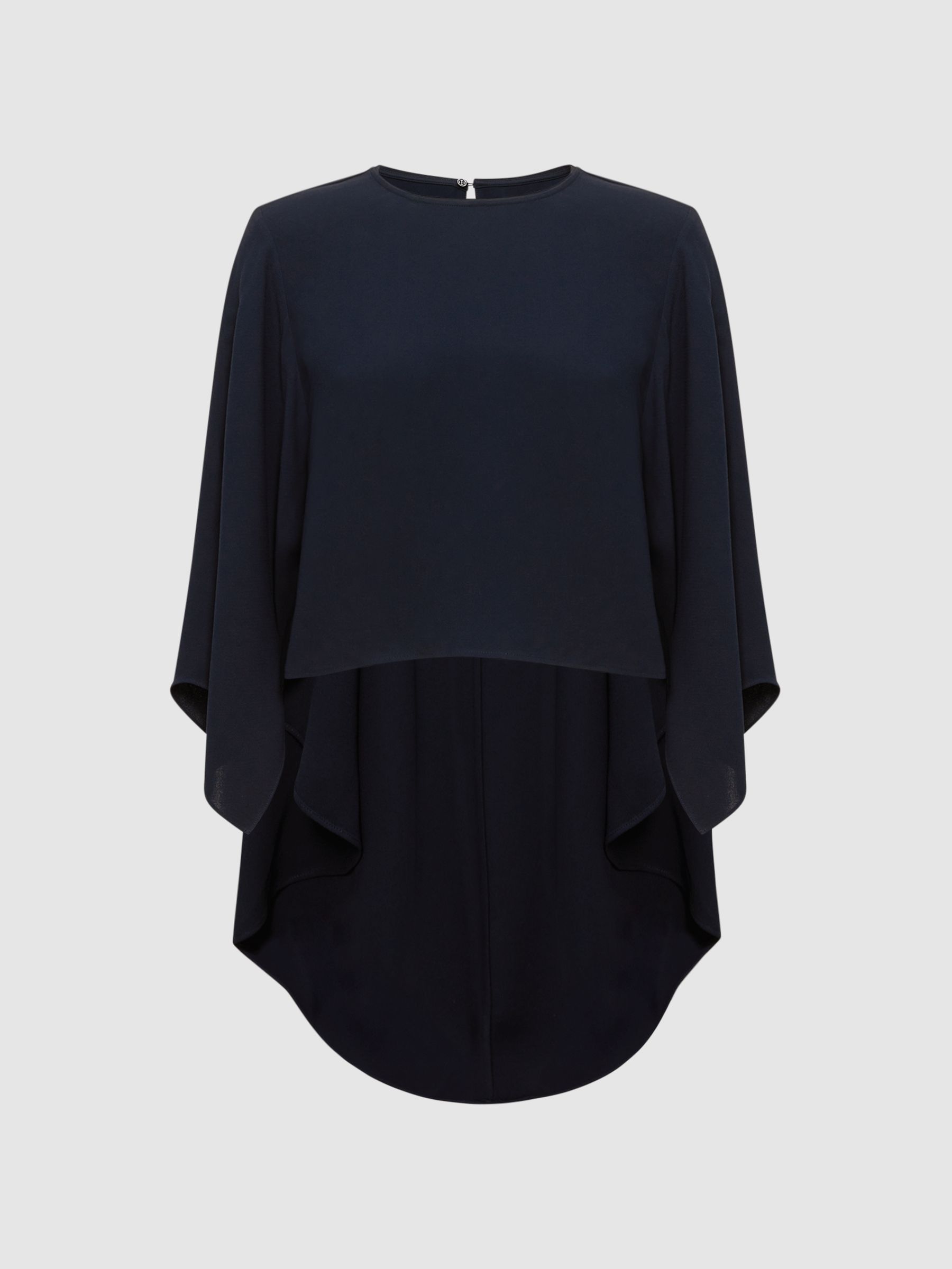 Cape Crew Neck Blouse in Navy - Image 2 of 5