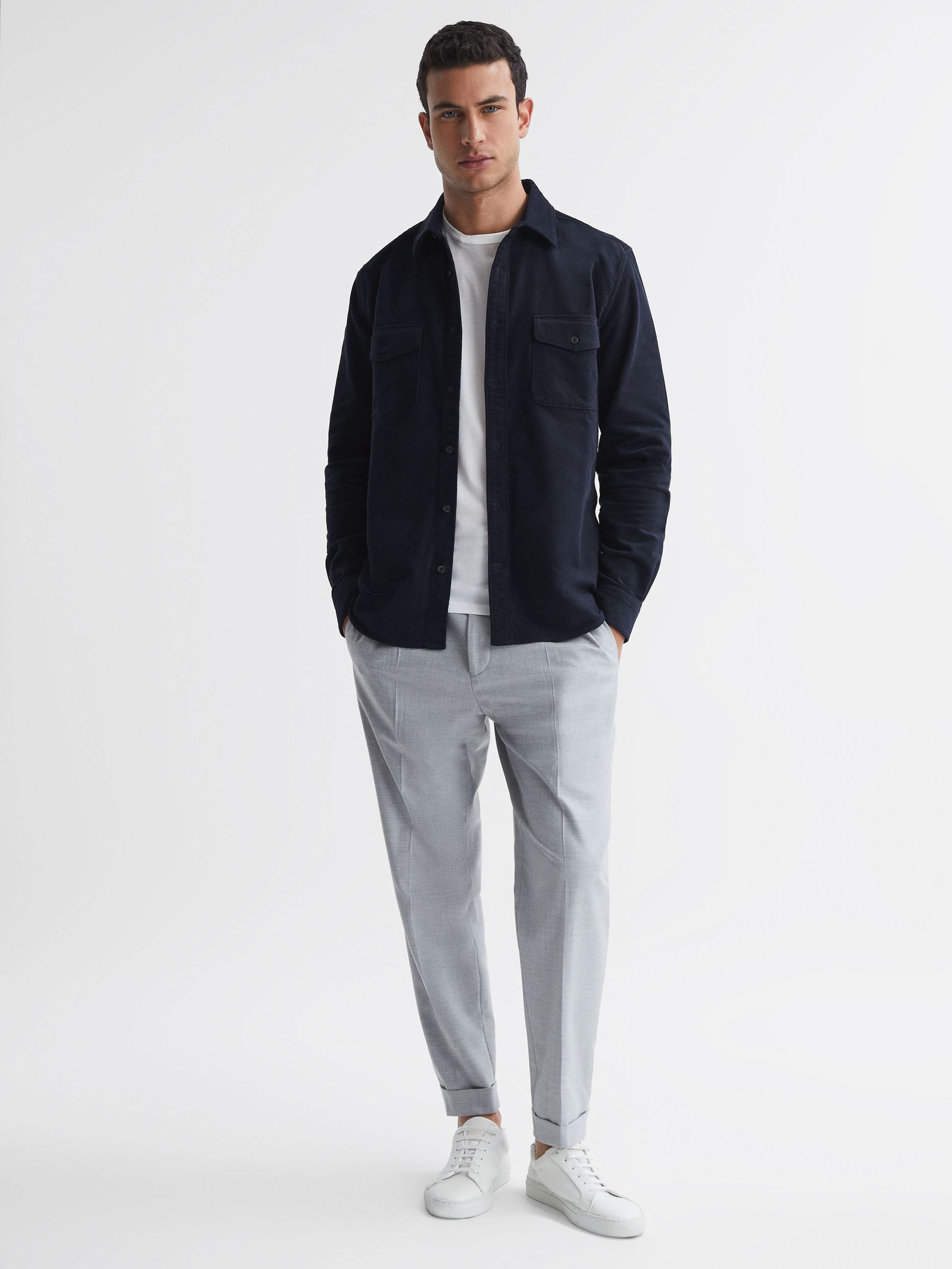 Corduroy Twin Pocket Overshirt in Navy - Image 1 of 4