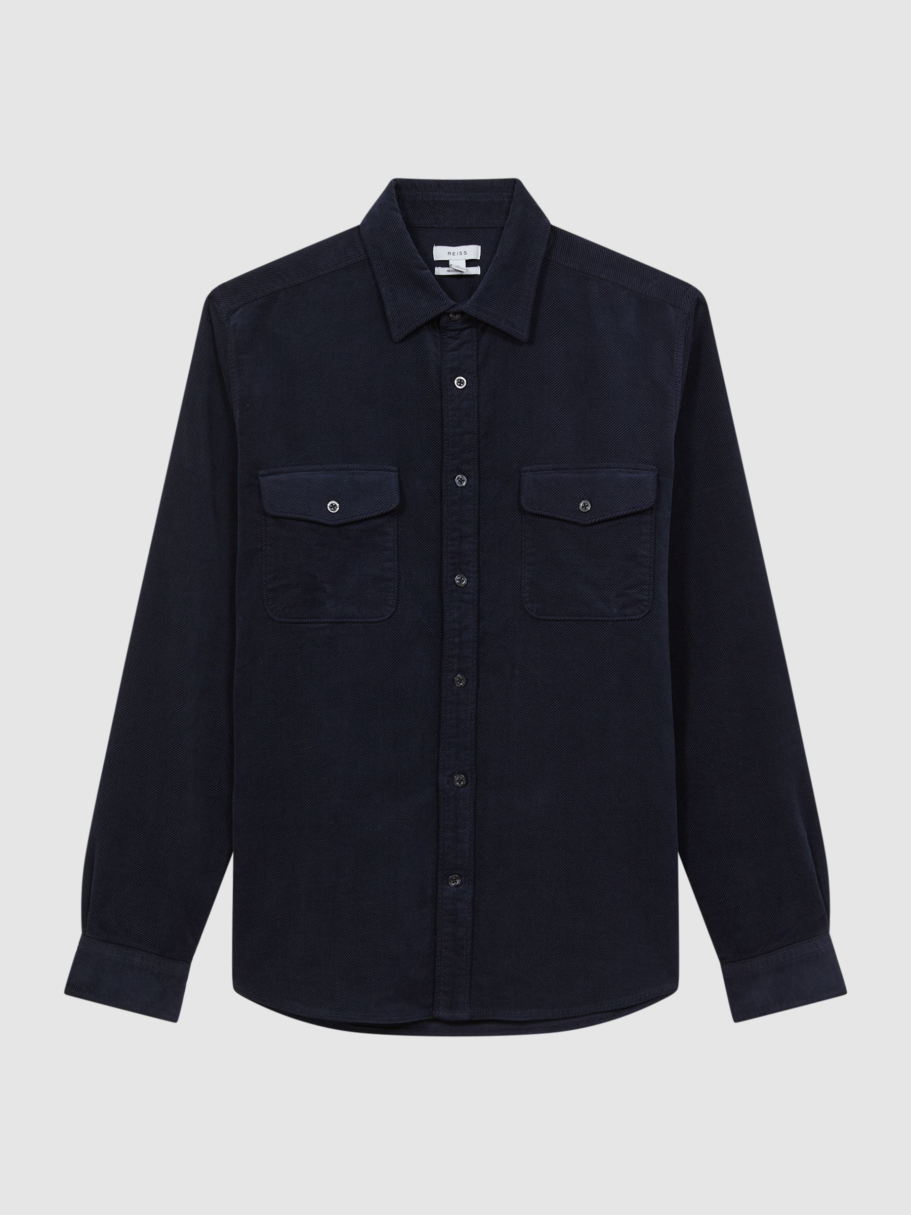 Corduroy Twin Pocket Overshirt in Navy - Image 2 of 4