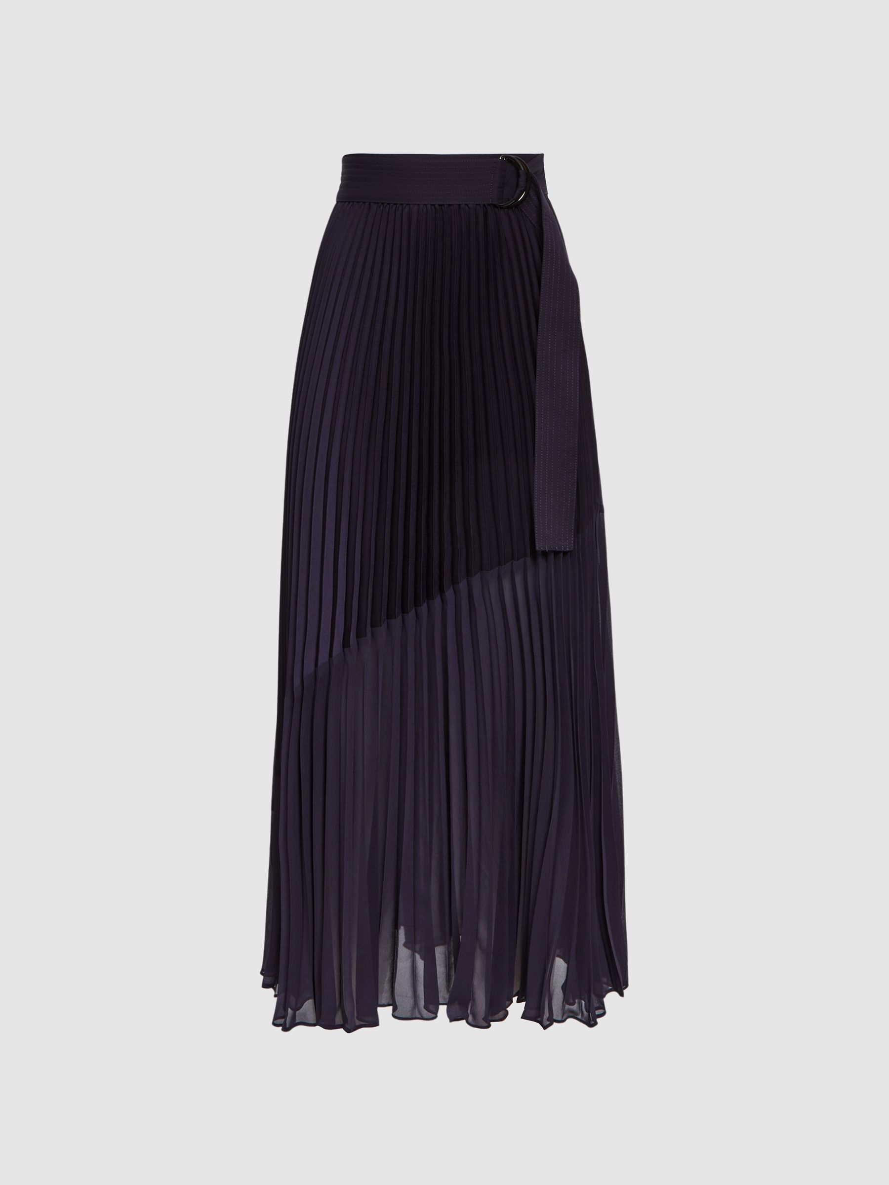 Pleated Midi Skirt in Grape - Image 2 of 5