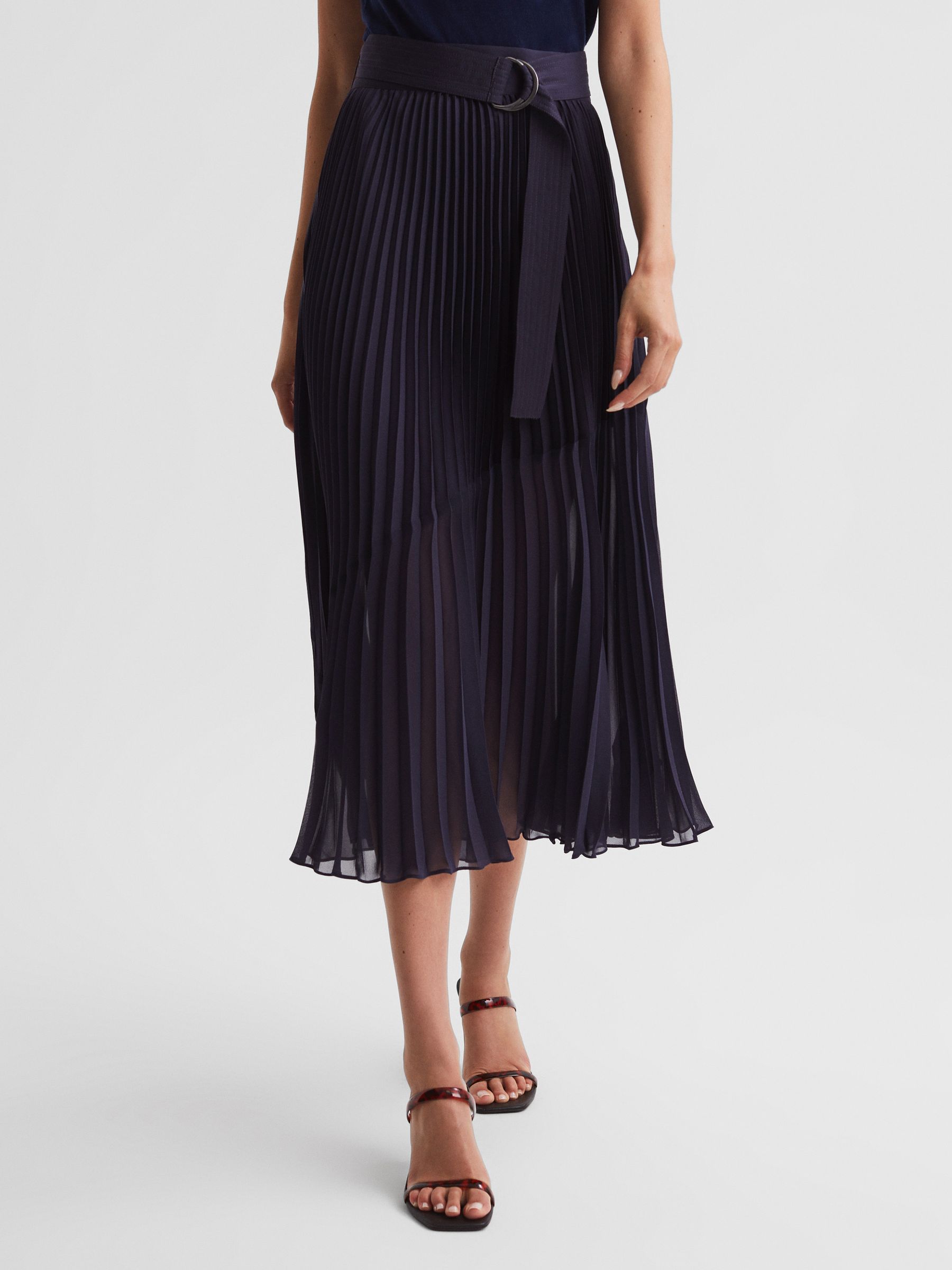 Pleated Midi Skirt in Grape - Image 4 of 5