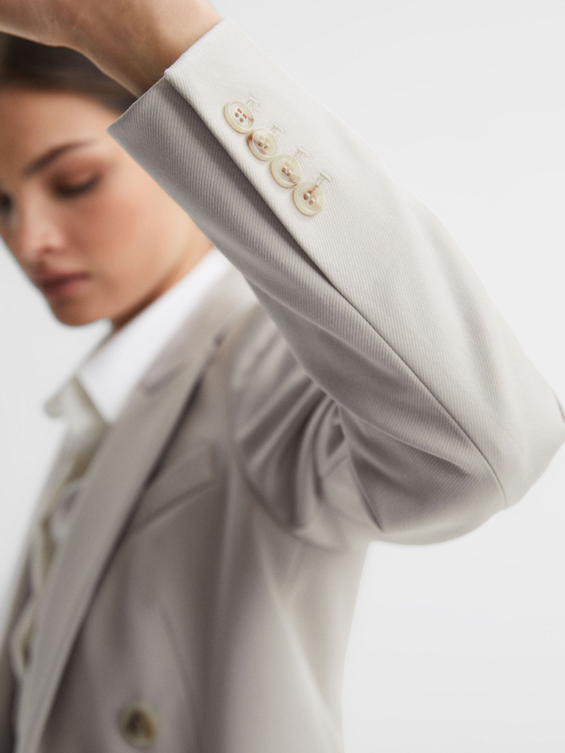 Double Breasted Wool Blend Blazer in Neutral - Image 4 of 6