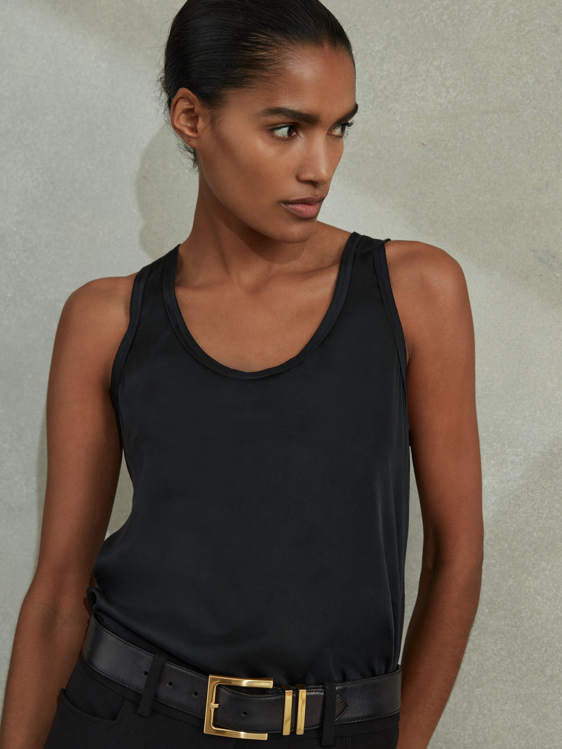 Silk Front Vest in Black - Image 1 of 5