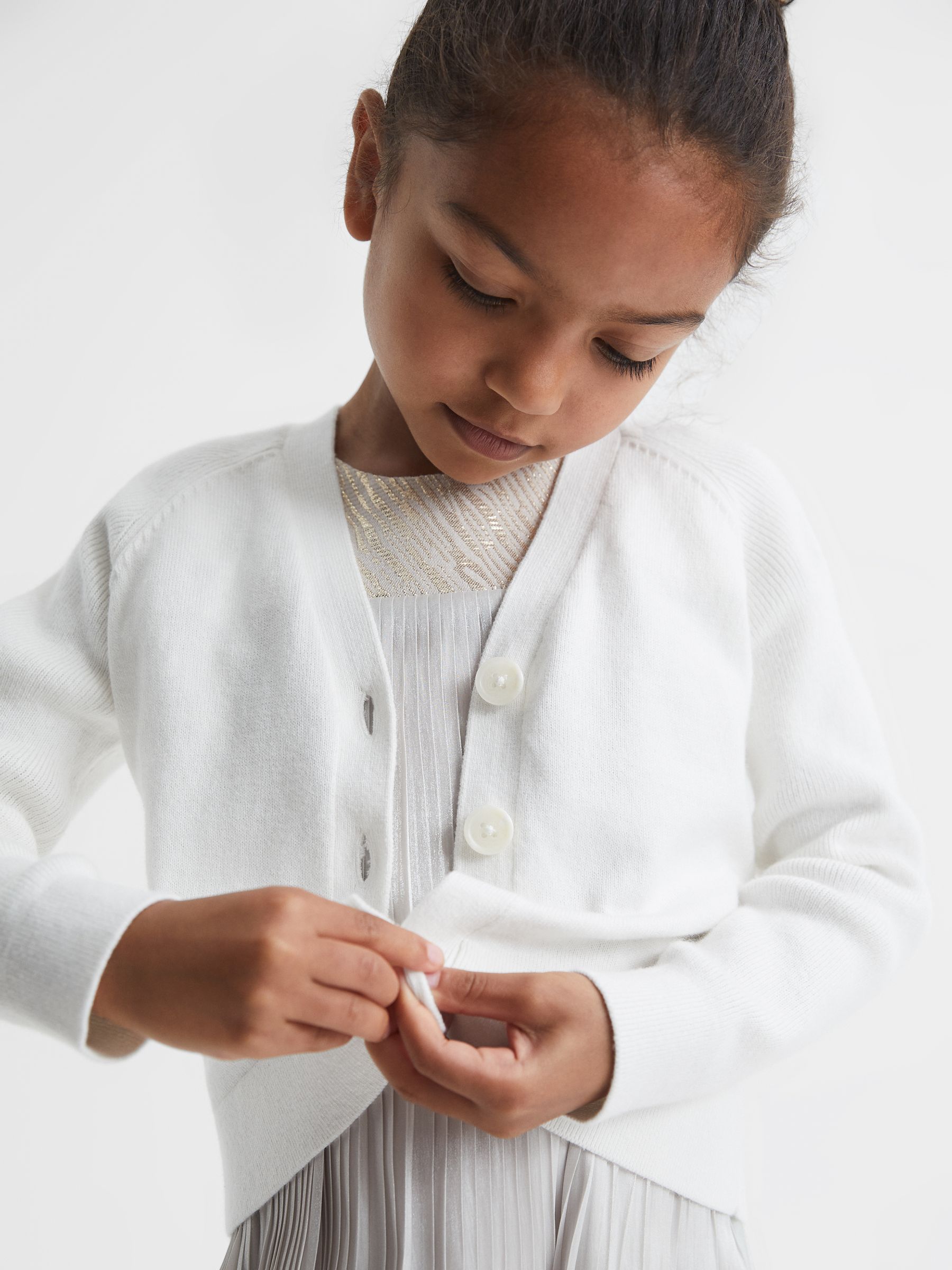 Cashmere Blend Cardigan in Ivory - Image 1 of 6