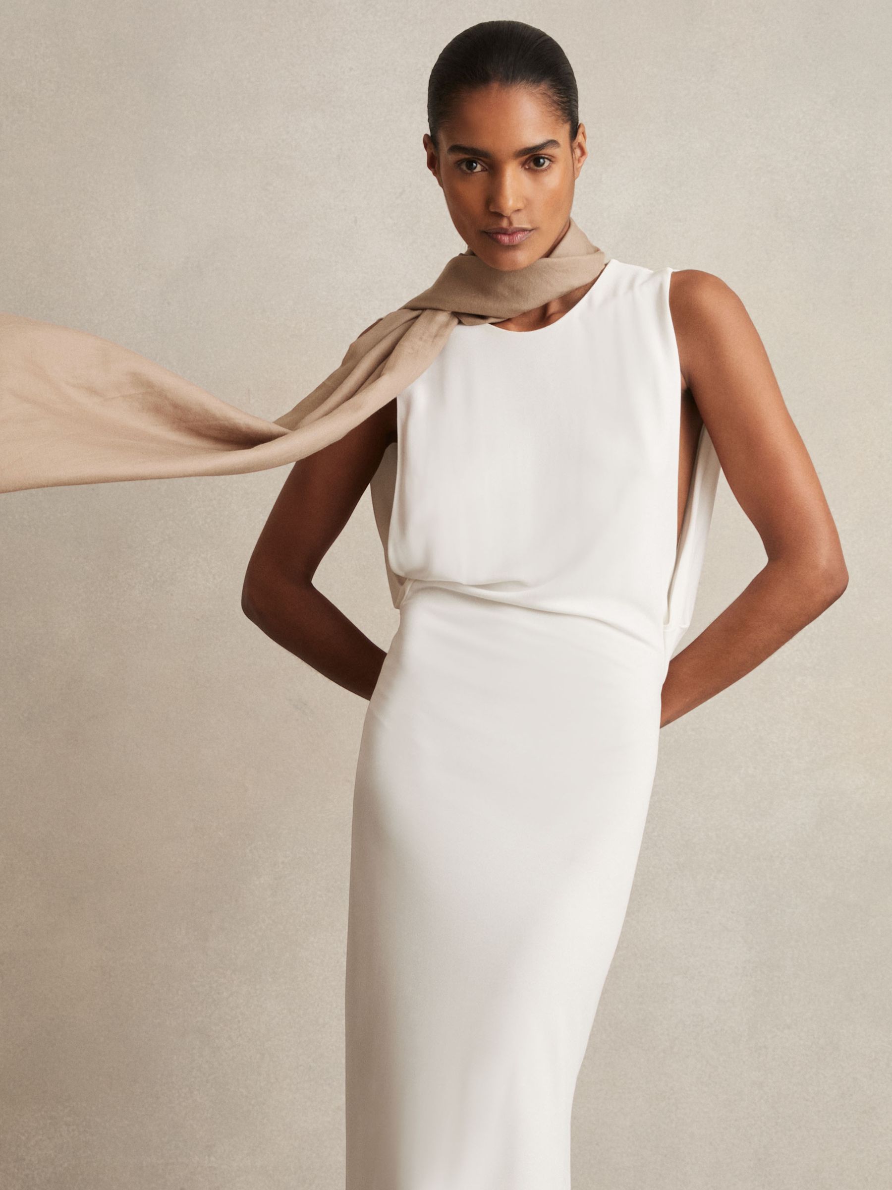 Wool-Cashmere Lightweight Scarf in Biscuit - Image 2 of 4
