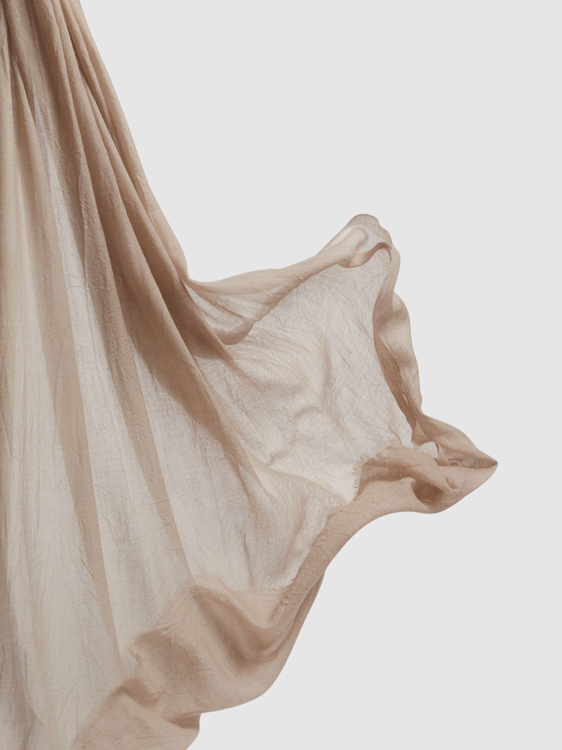 Wool-Cashmere Lightweight Scarf in Biscuit - Image 4 of 4