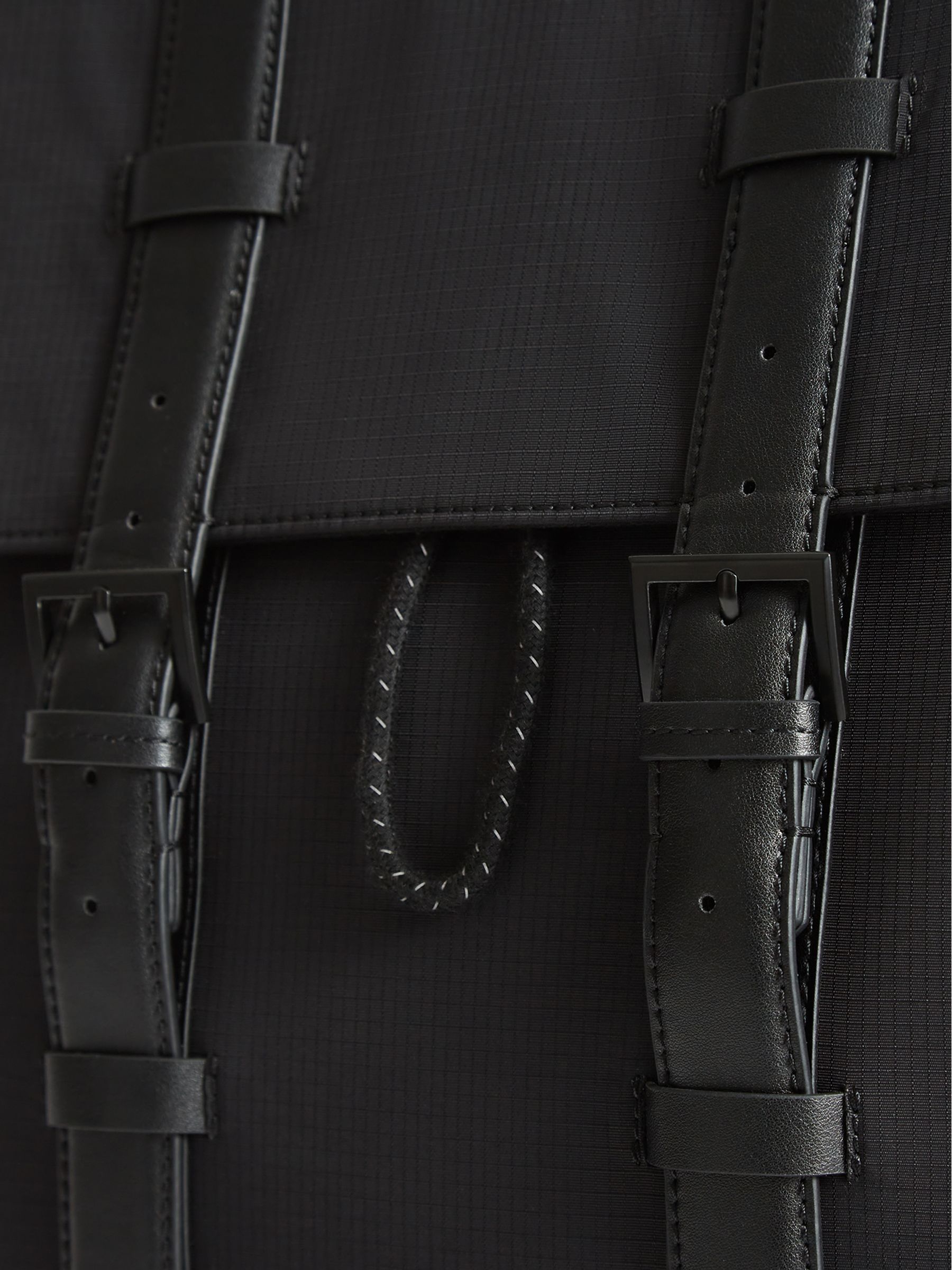 Multi Pocket Nylon Backpack in Black - Image 10 of 10