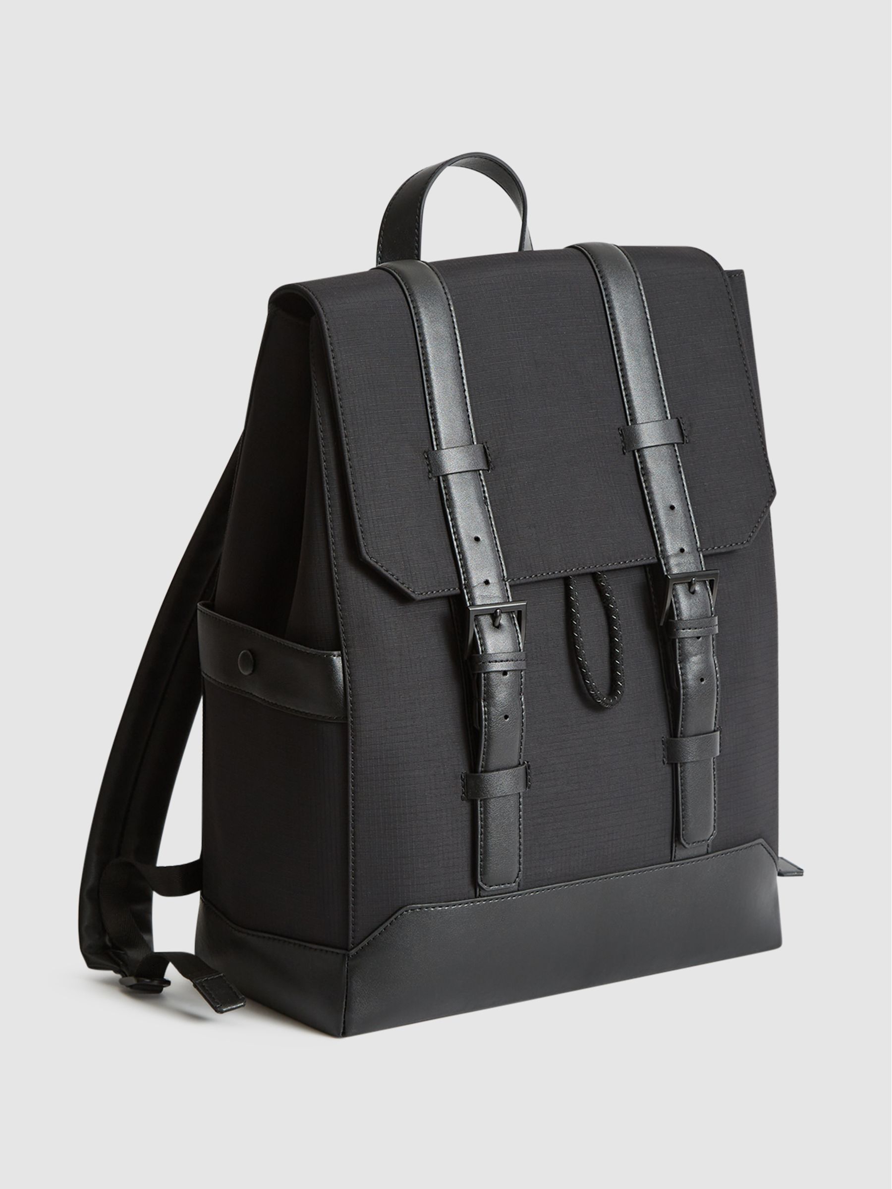 Multi Pocket Nylon Backpack in Black - Image 4 of 10