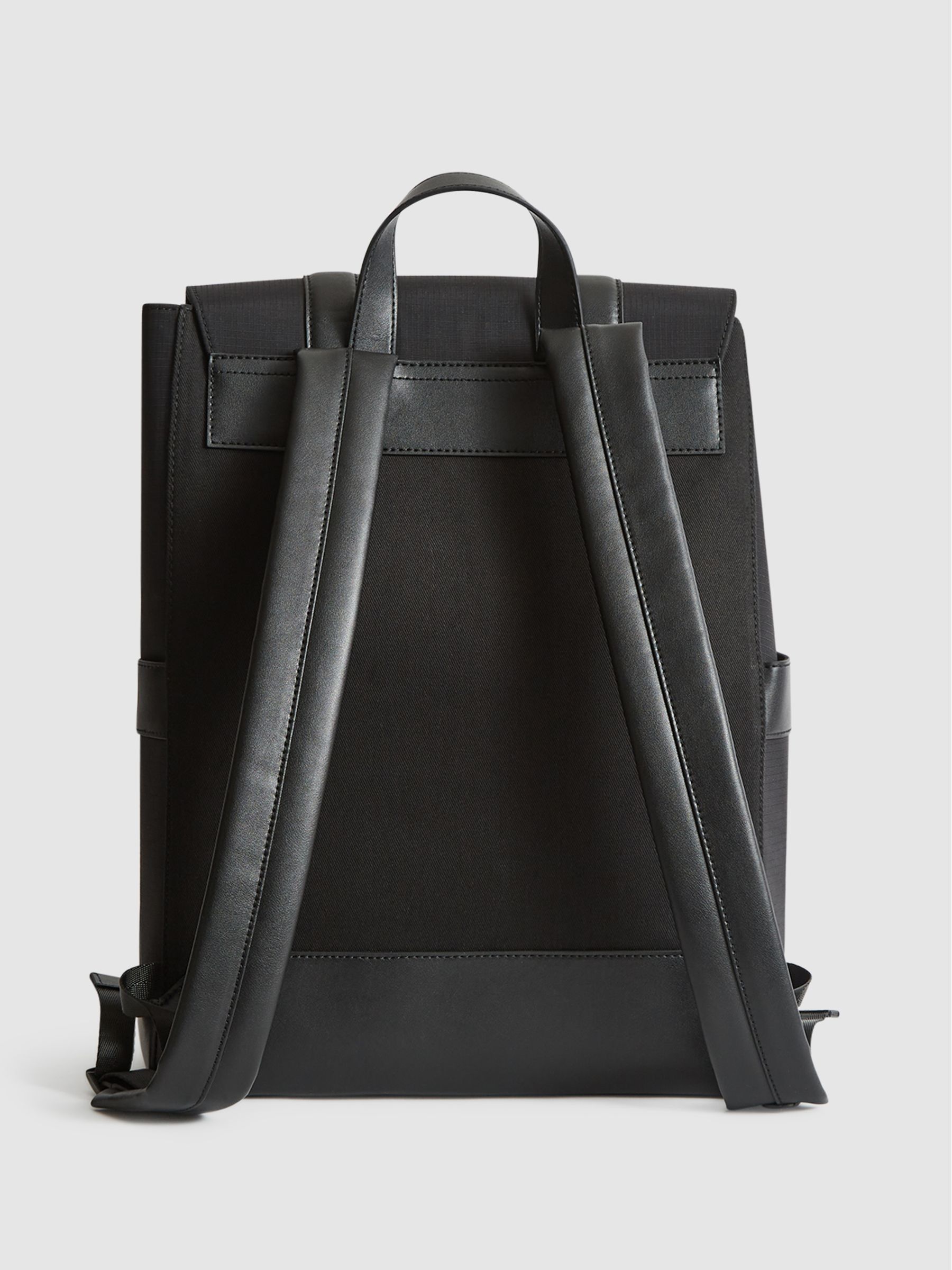 Multi Pocket Nylon Backpack in Black - Image 5 of 10