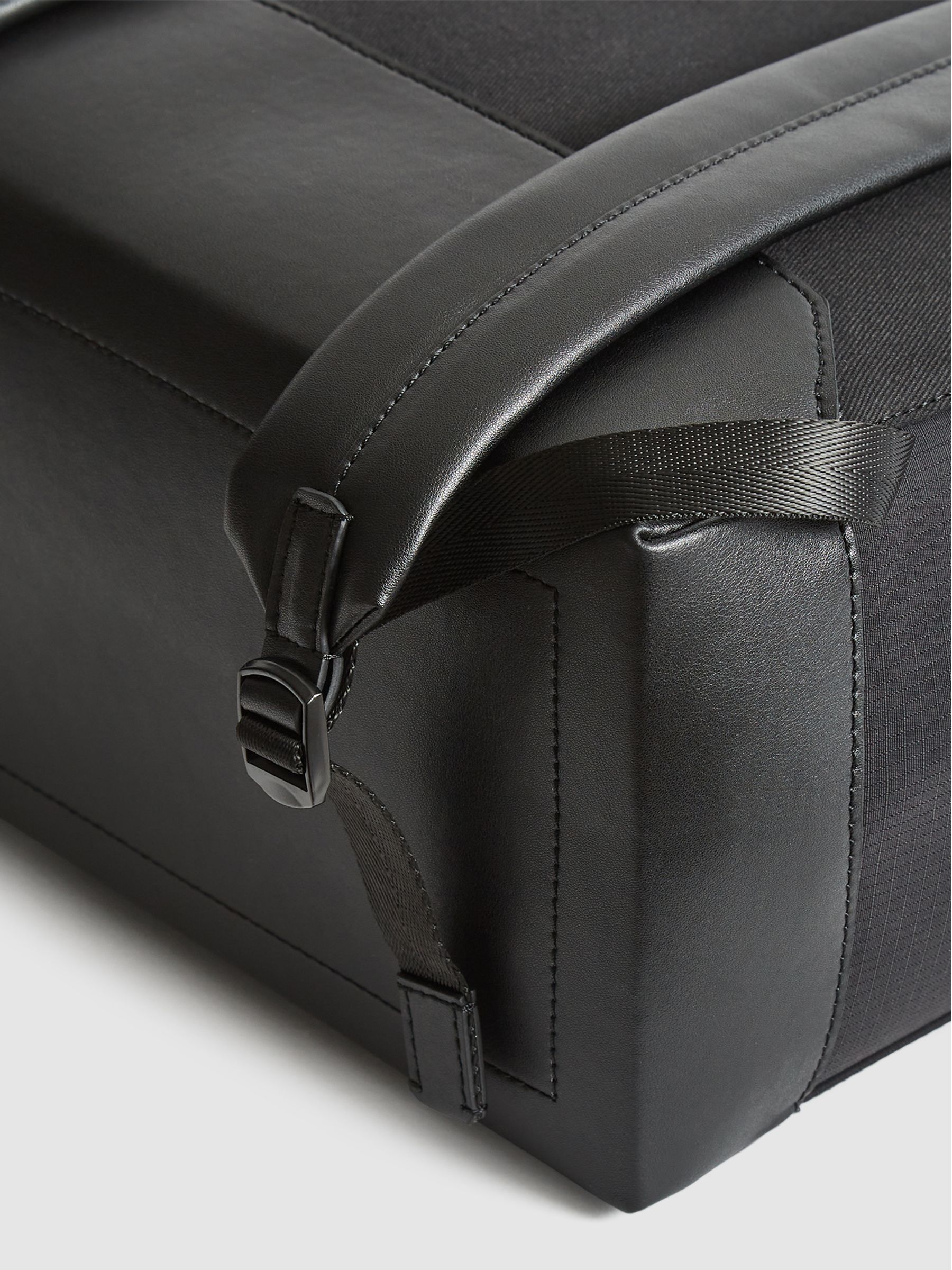 Multi Pocket Nylon Backpack in Black - Image 6 of 10