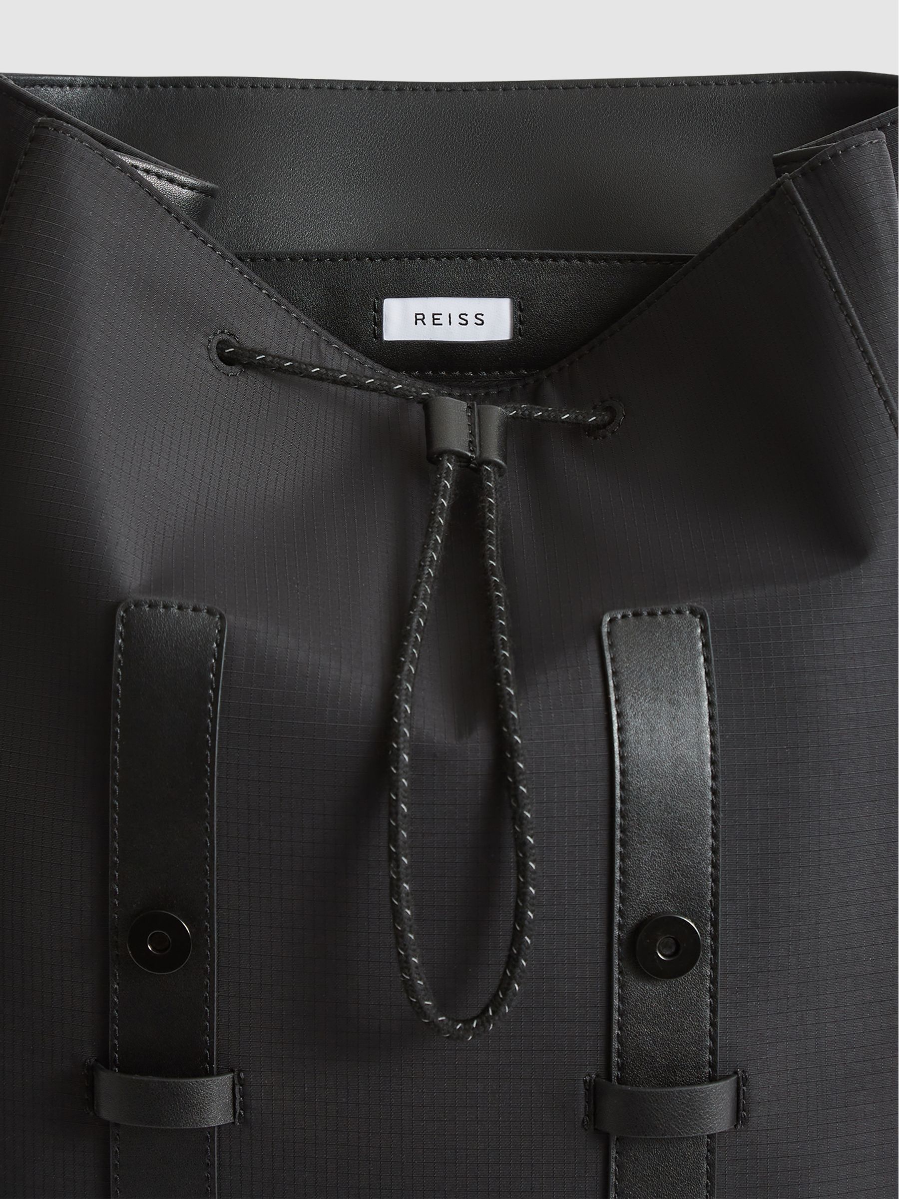 Multi Pocket Nylon Backpack in Black - Image 7 of 10