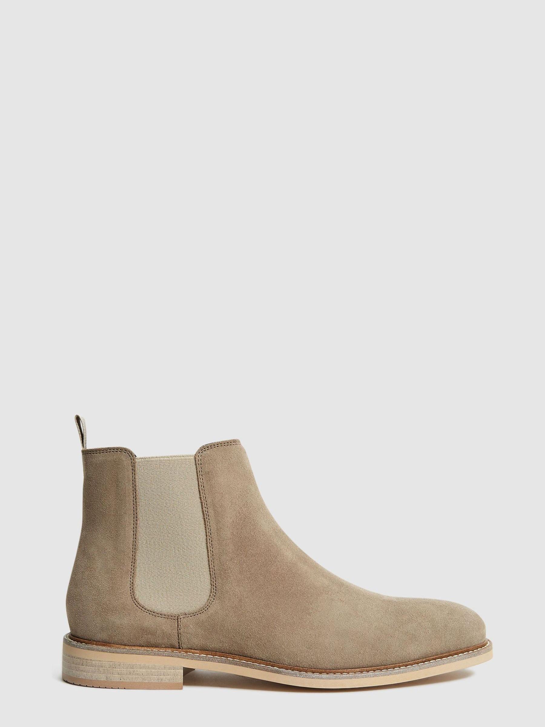 Reiss Suede Leather Chelsea Boots in Stone REISS