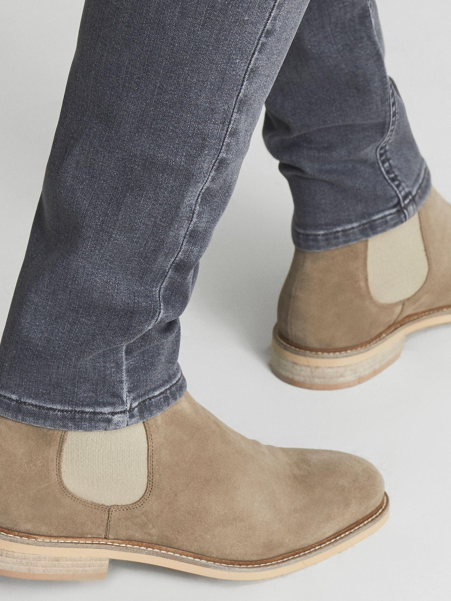 Suede Leather Chelsea Boots in Stone - Image 2 of 5 Suede Leather Chelsea Boots in Stone - Image 2 of 5