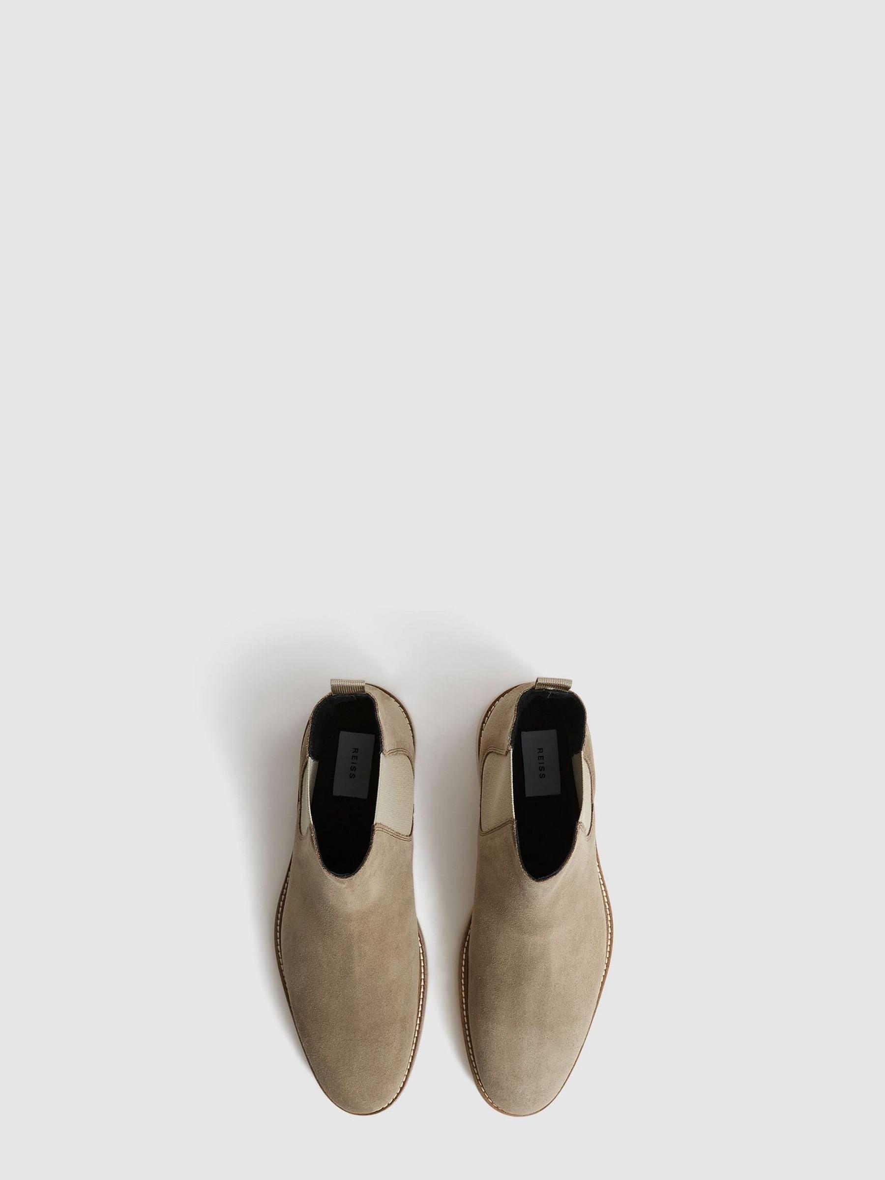 Suede Leather Chelsea Boots in Stone - Image 3 of 5
