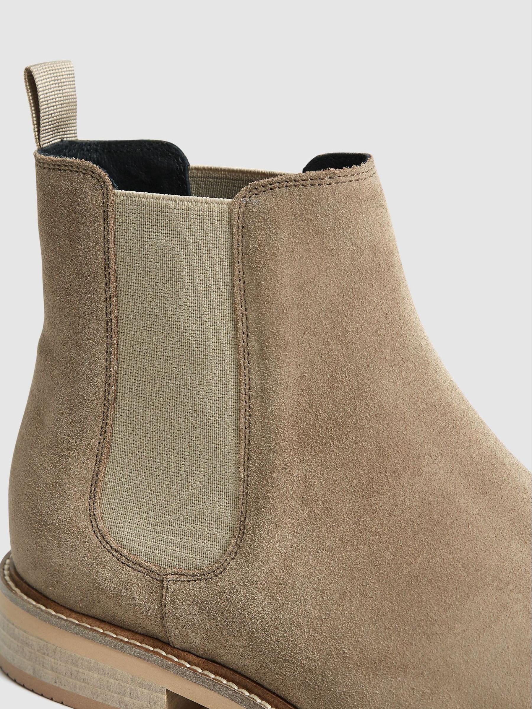 Suede Leather Chelsea Boots in Stone - Image 4 of 5