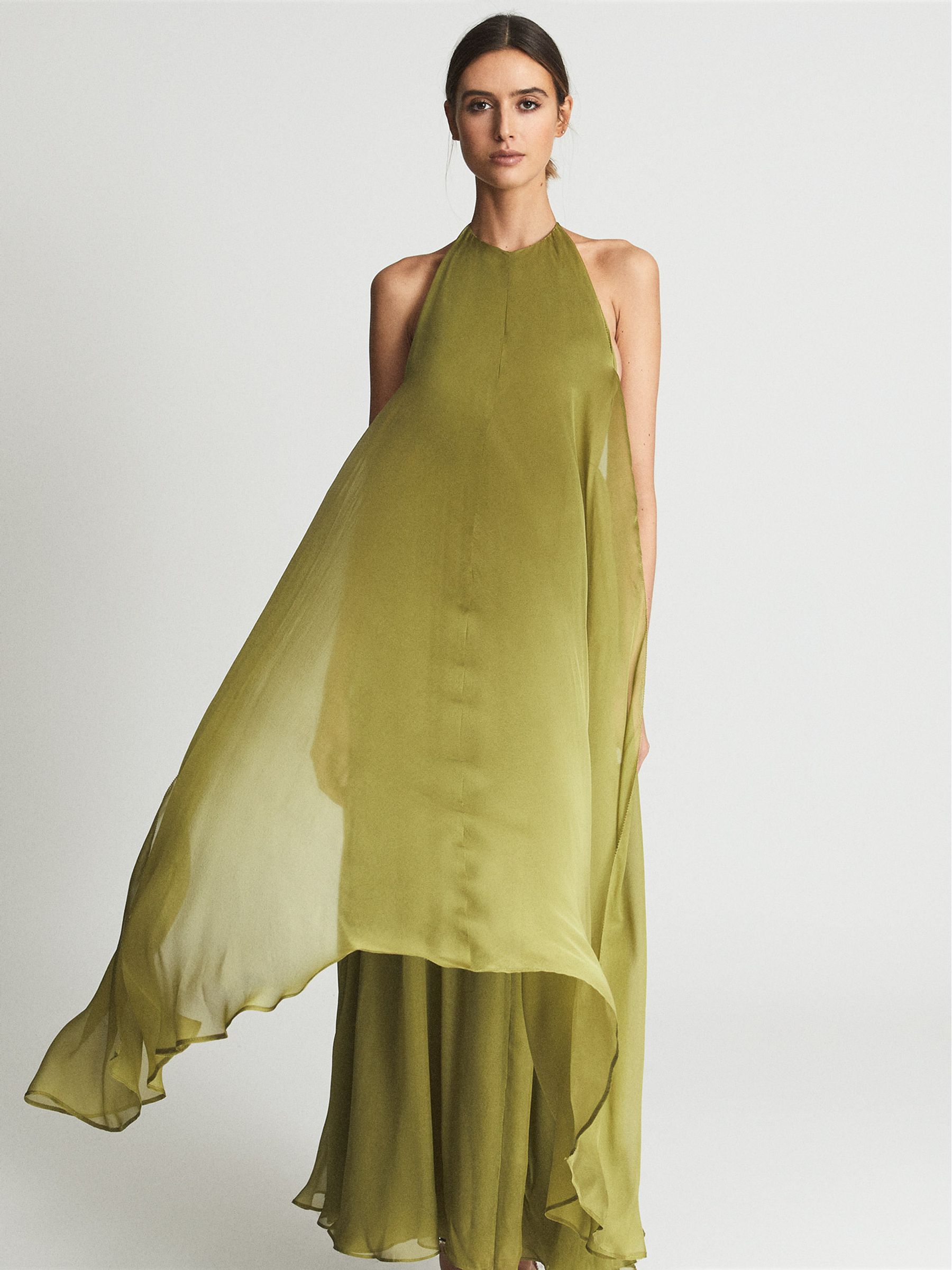 Halterneck Silk Maxi Dress in Lime - Image 7 of 7