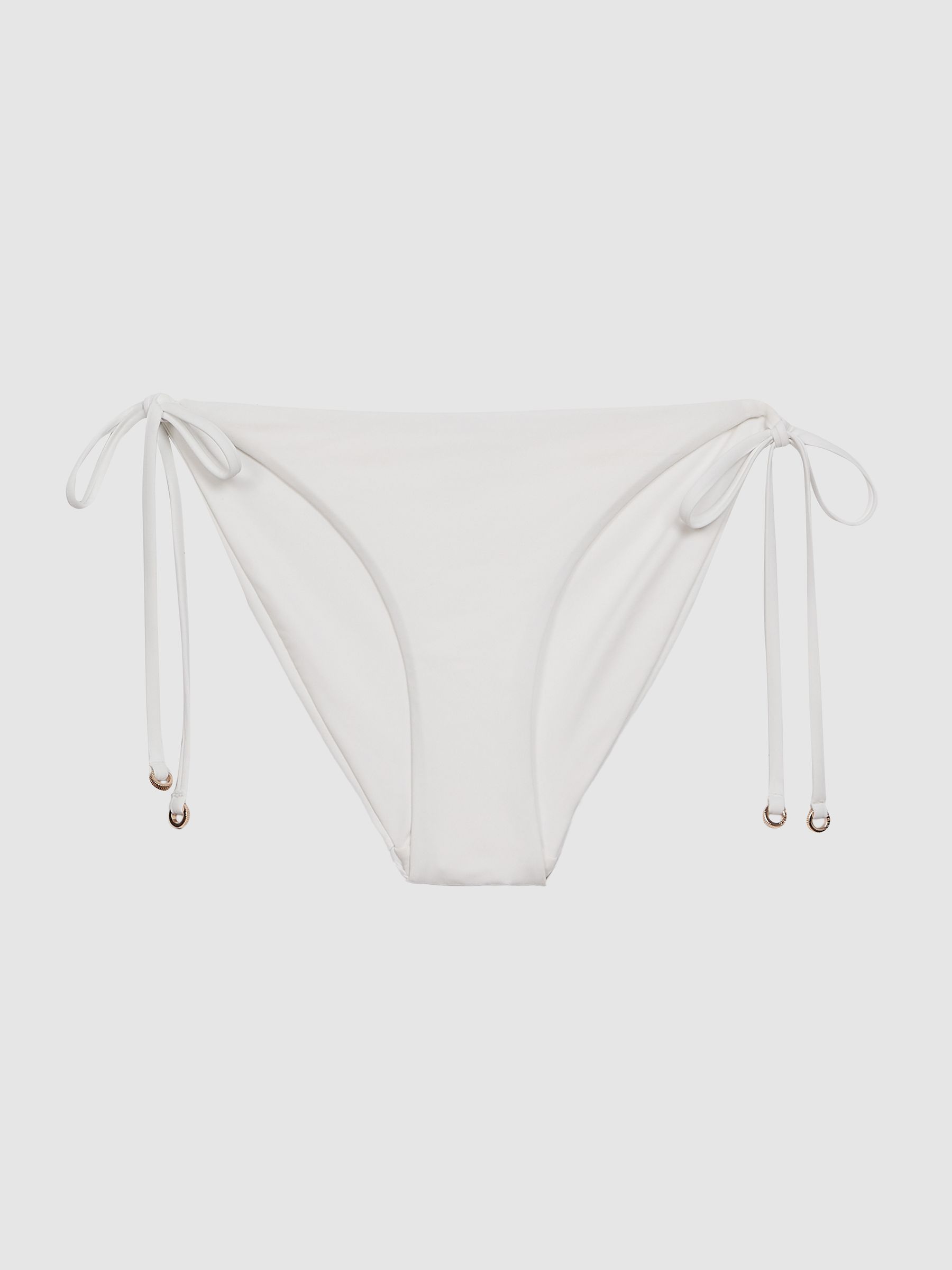 Side Tie Bikini Bottoms in White - Image 2 of 5