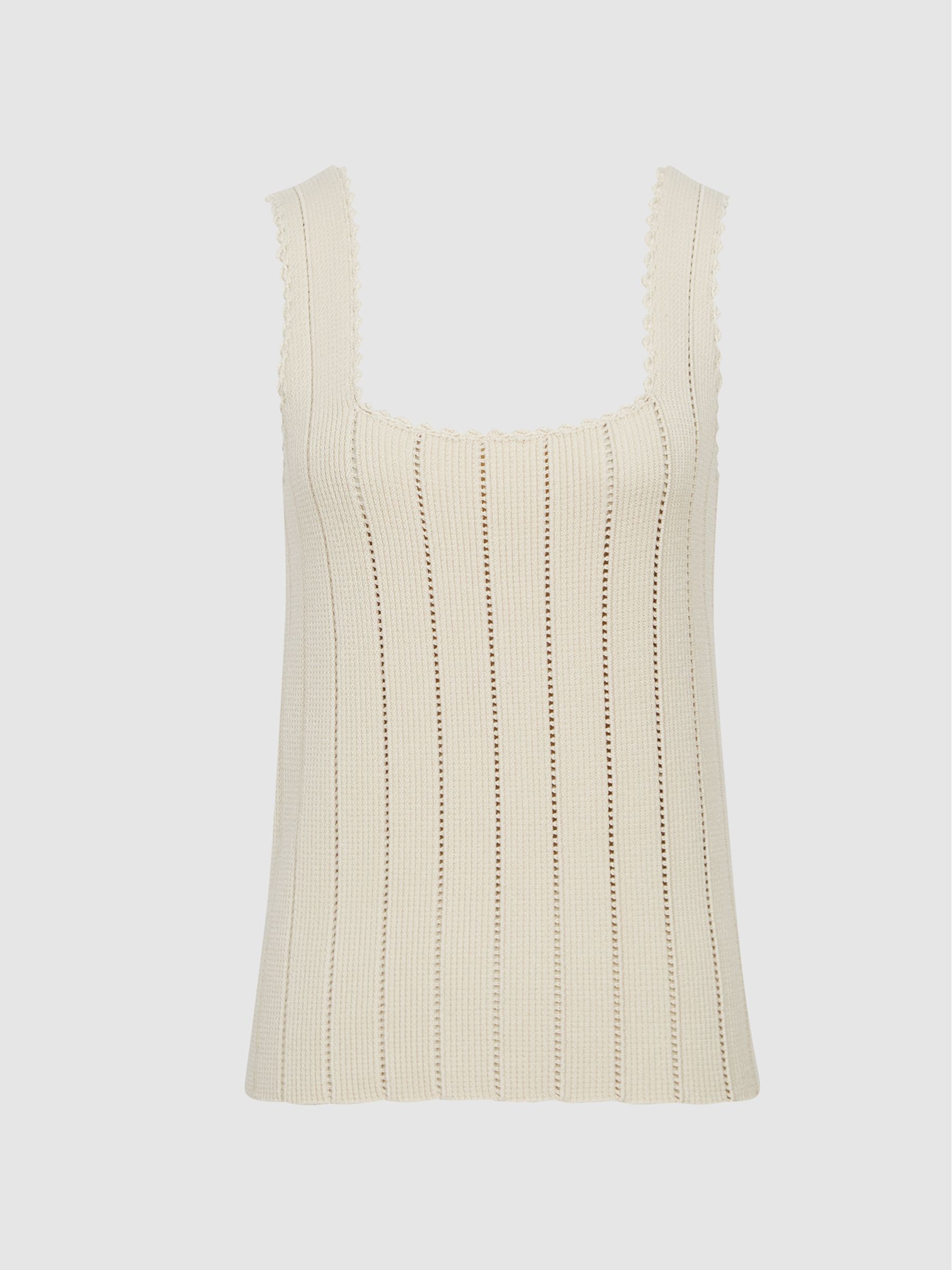 Stitch Interest Square Neck Vest in Neutral - Image 2 of 5