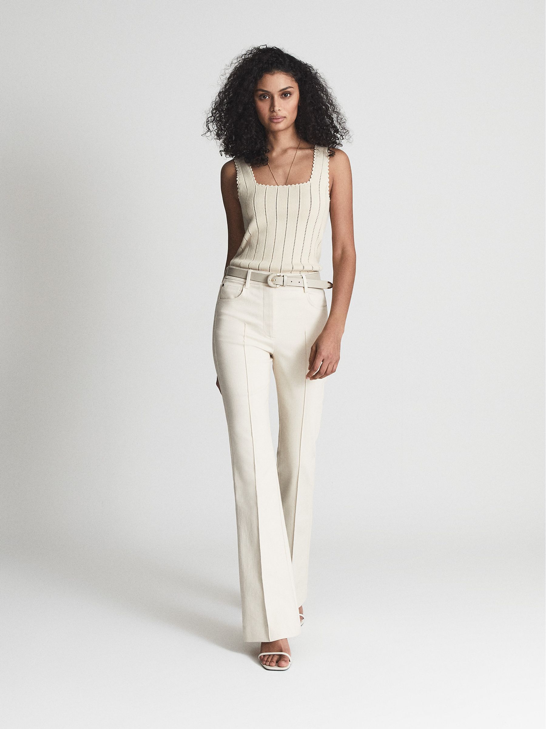 Stitch Interest Square Neck Vest in Neutral - Image 3 of 5