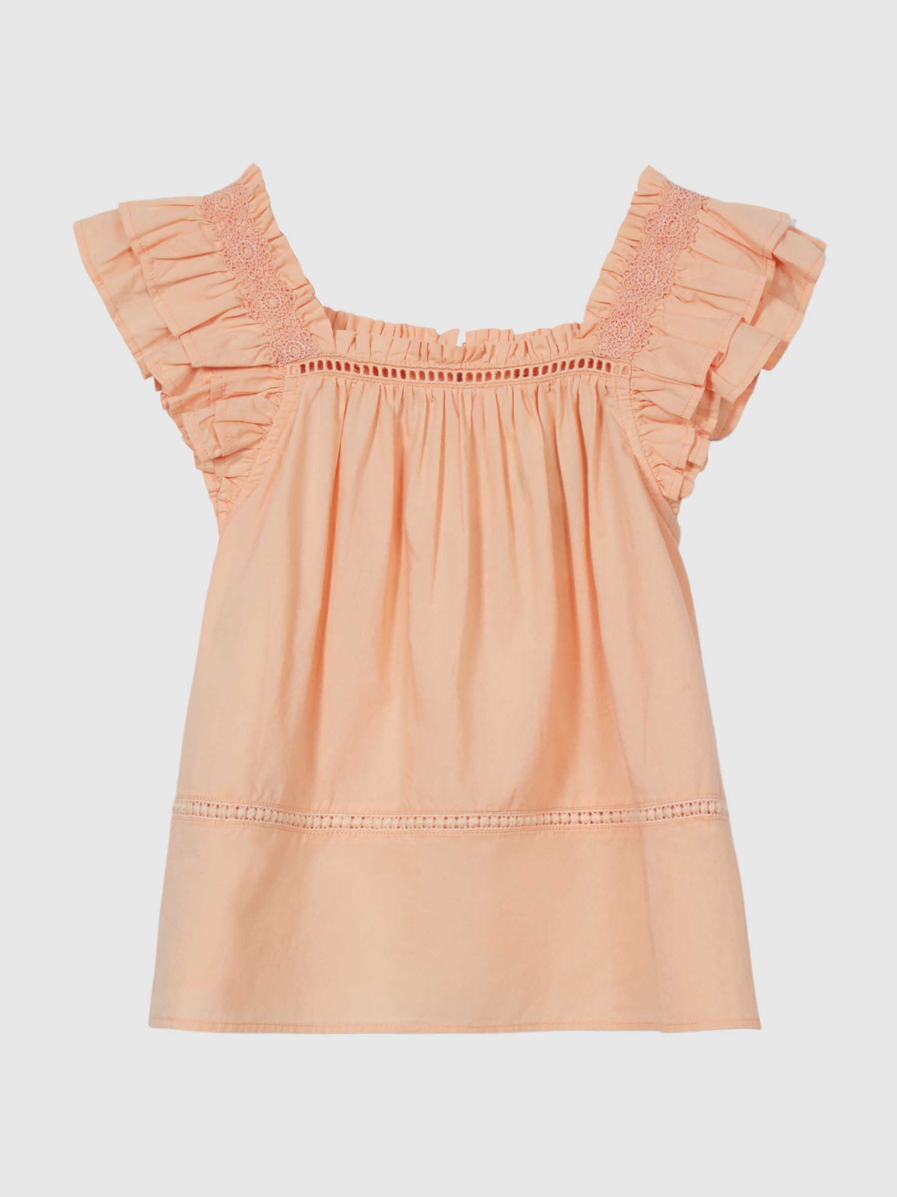 Ruffle Shoulder Top in Orange - Image 2 of 7