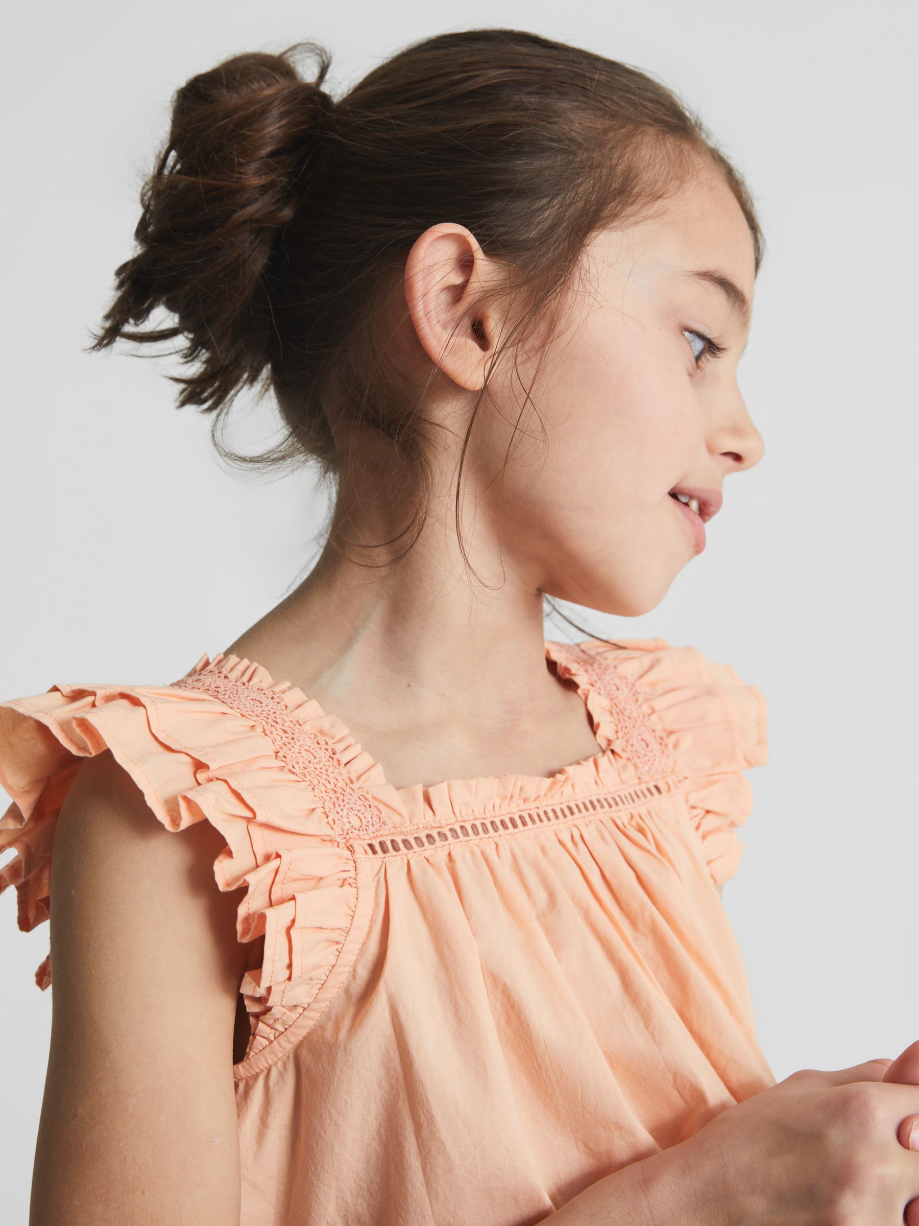 Ruffle Shoulder Top in Orange - Image 4 of 7